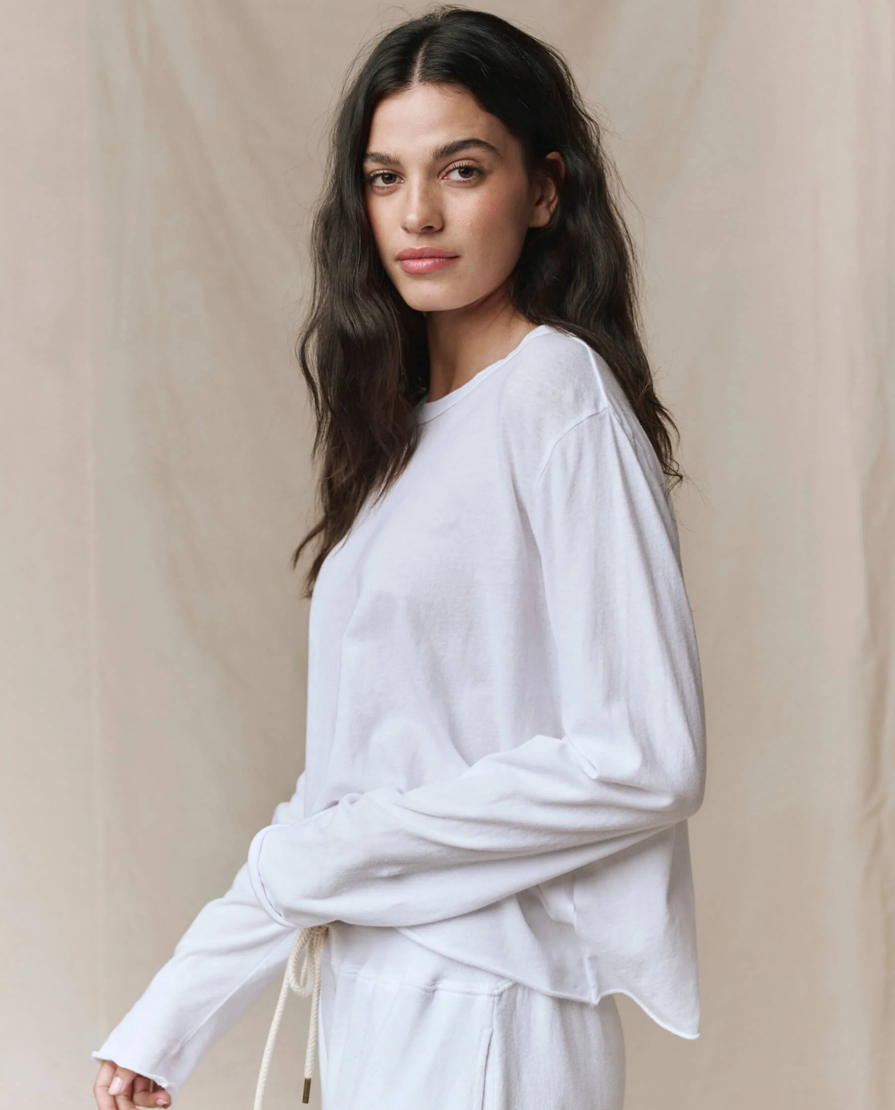 2798-the-long-sleeve-crop-tee.-true-white-2.webp The Long Sleeve Crop Tee. -- True White