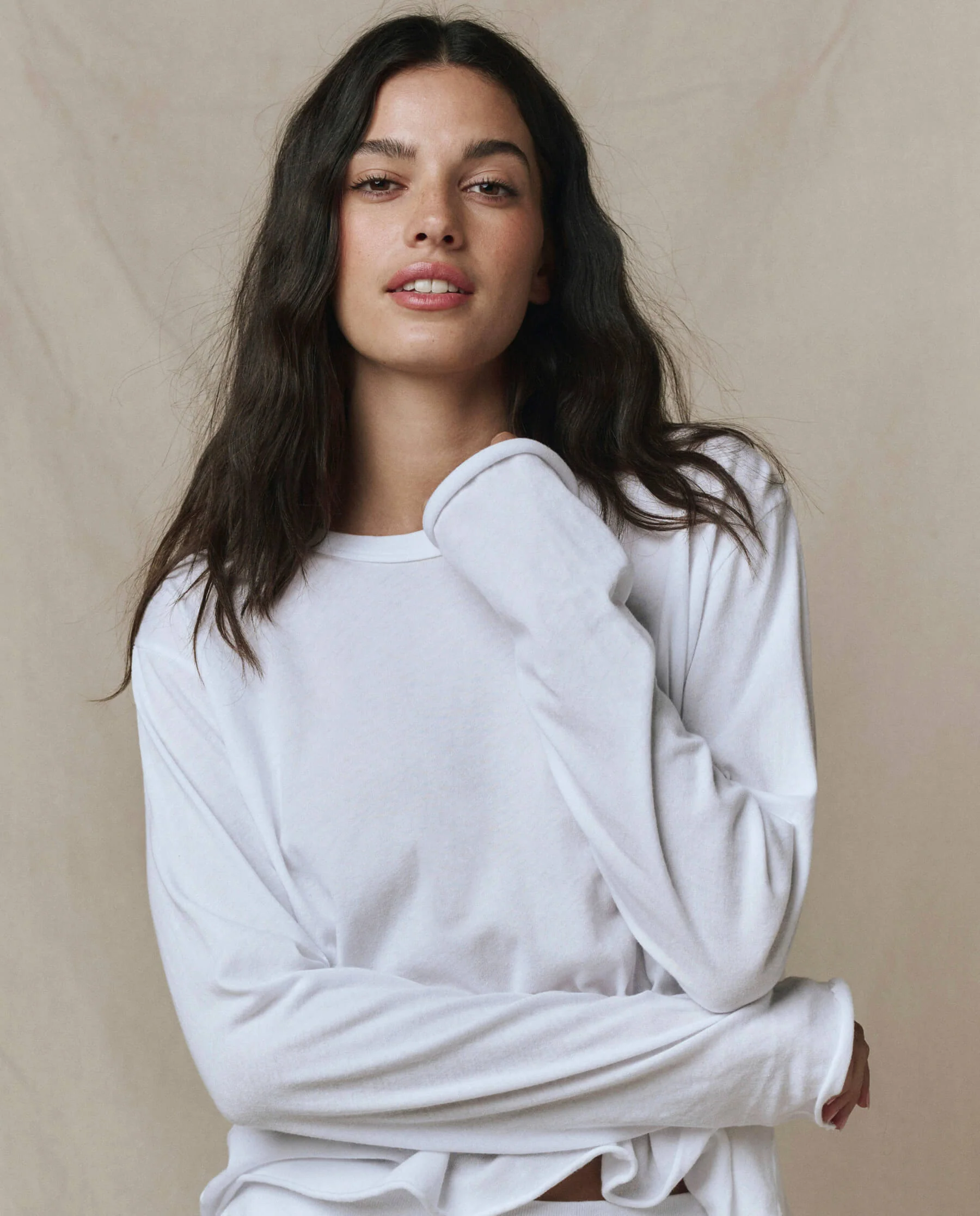 2798-the-long-sleeve-crop-tee.-true-white-4.webp The Long Sleeve Crop Tee. -- True White