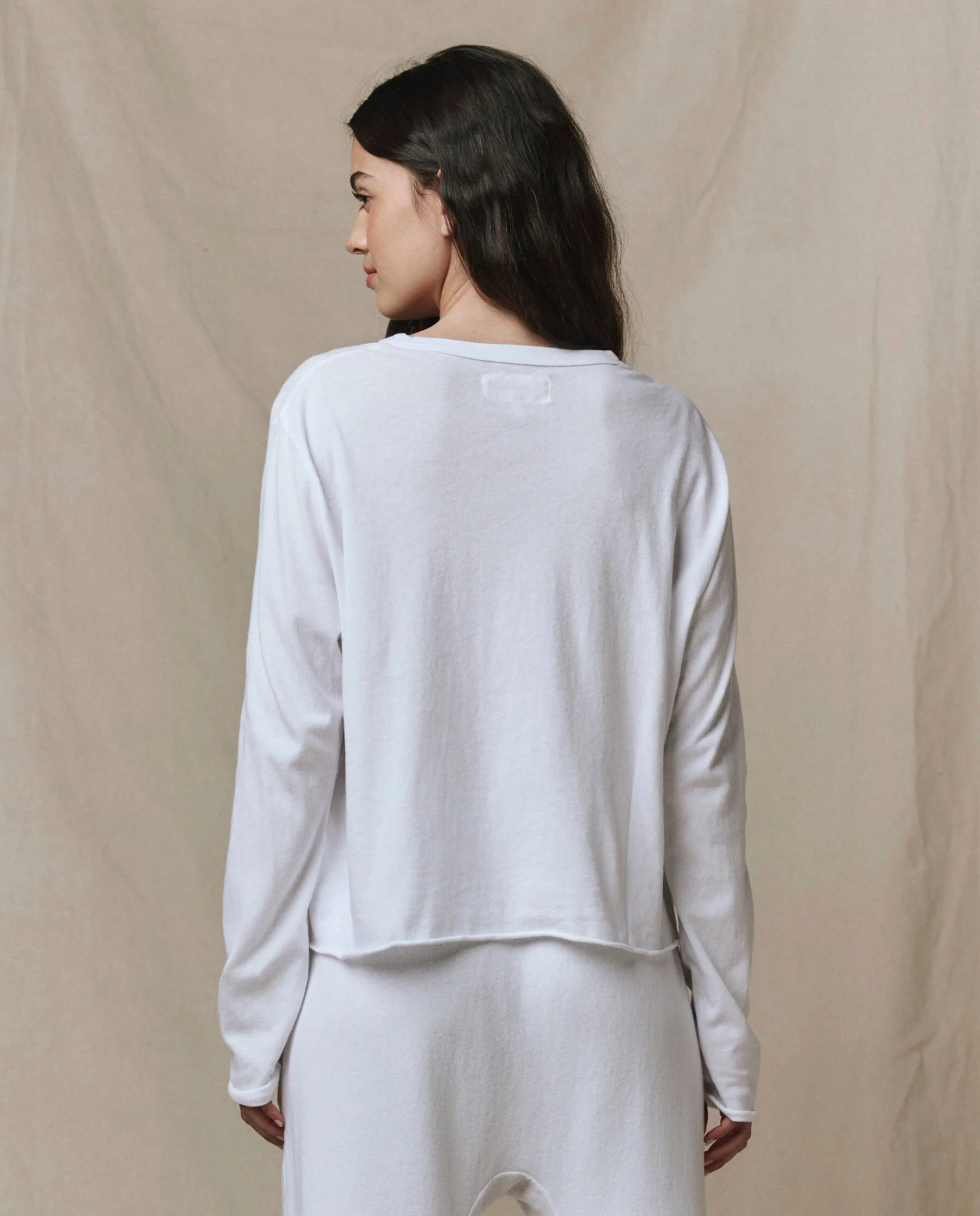 2798-the-long-sleeve-crop-tee.-true-white-5.webp The Long Sleeve Crop Tee. -- True White