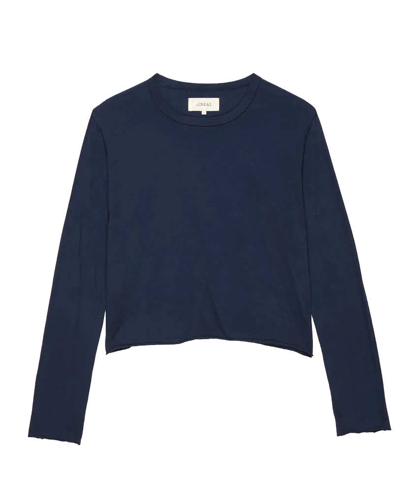 2803-the-long-sleeve-crop-tee.-true-navy-5.webp The Long Sleeve Crop Tee. -- True Navy