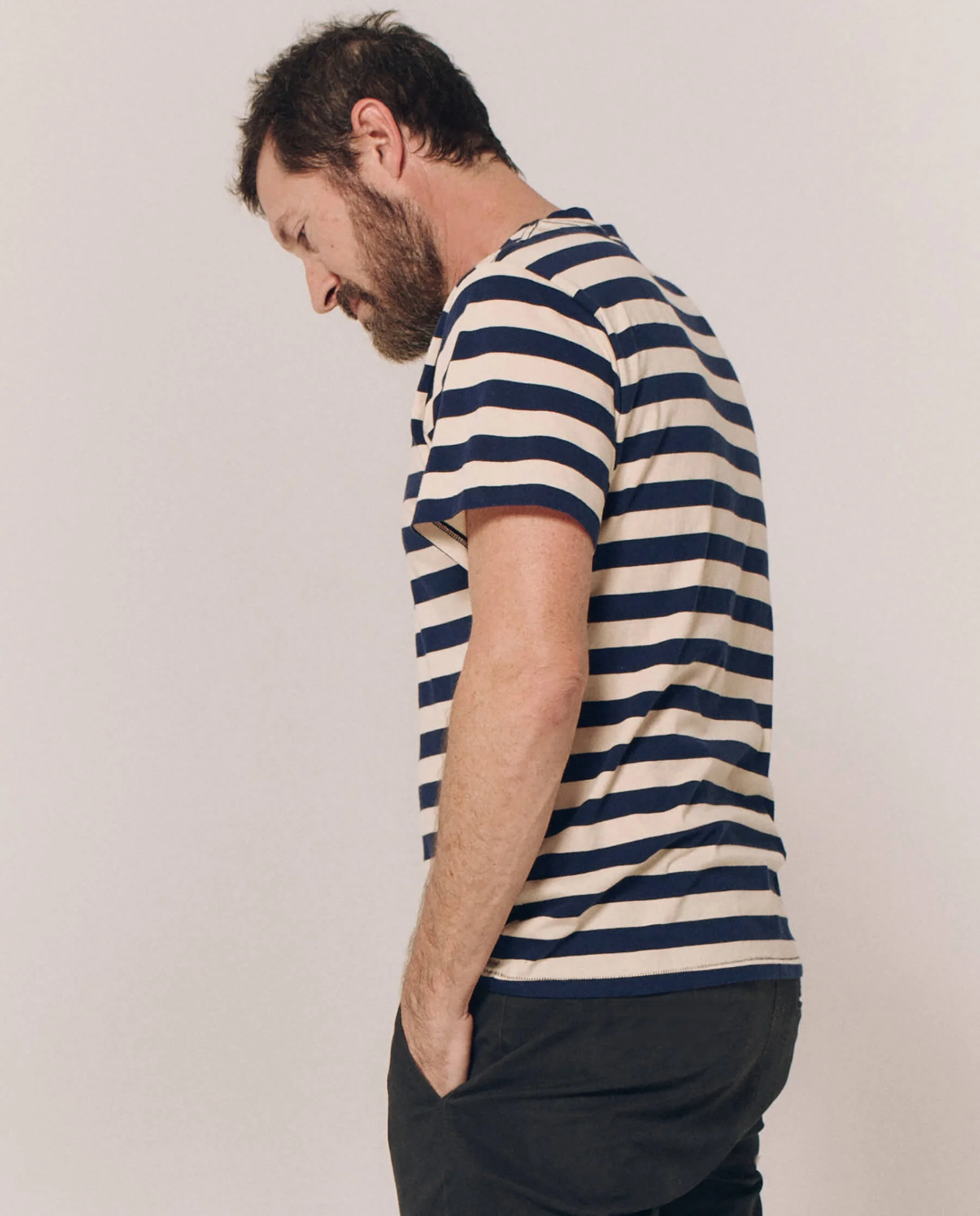 2891-the-men-s-slim-tee.-navy-and-cream-scholar-stripe-3.webp The Men's Slim Tee. -- Navy and Cream Scholar Stripe