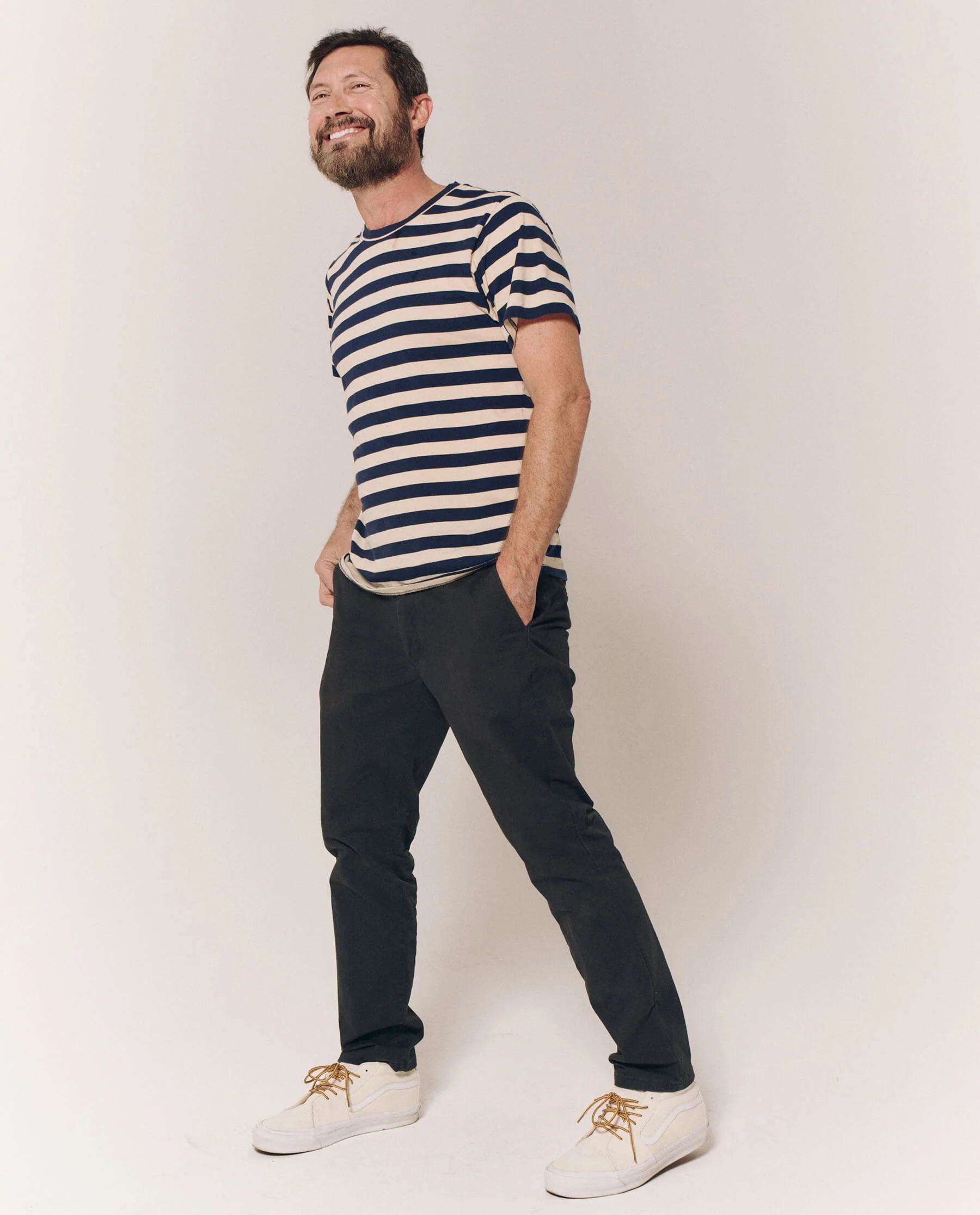 2891-the-men-s-slim-tee.-navy-and-cream-scholar-stripe-5.webp The Men's Slim Tee. -- Navy and Cream Scholar Stripe