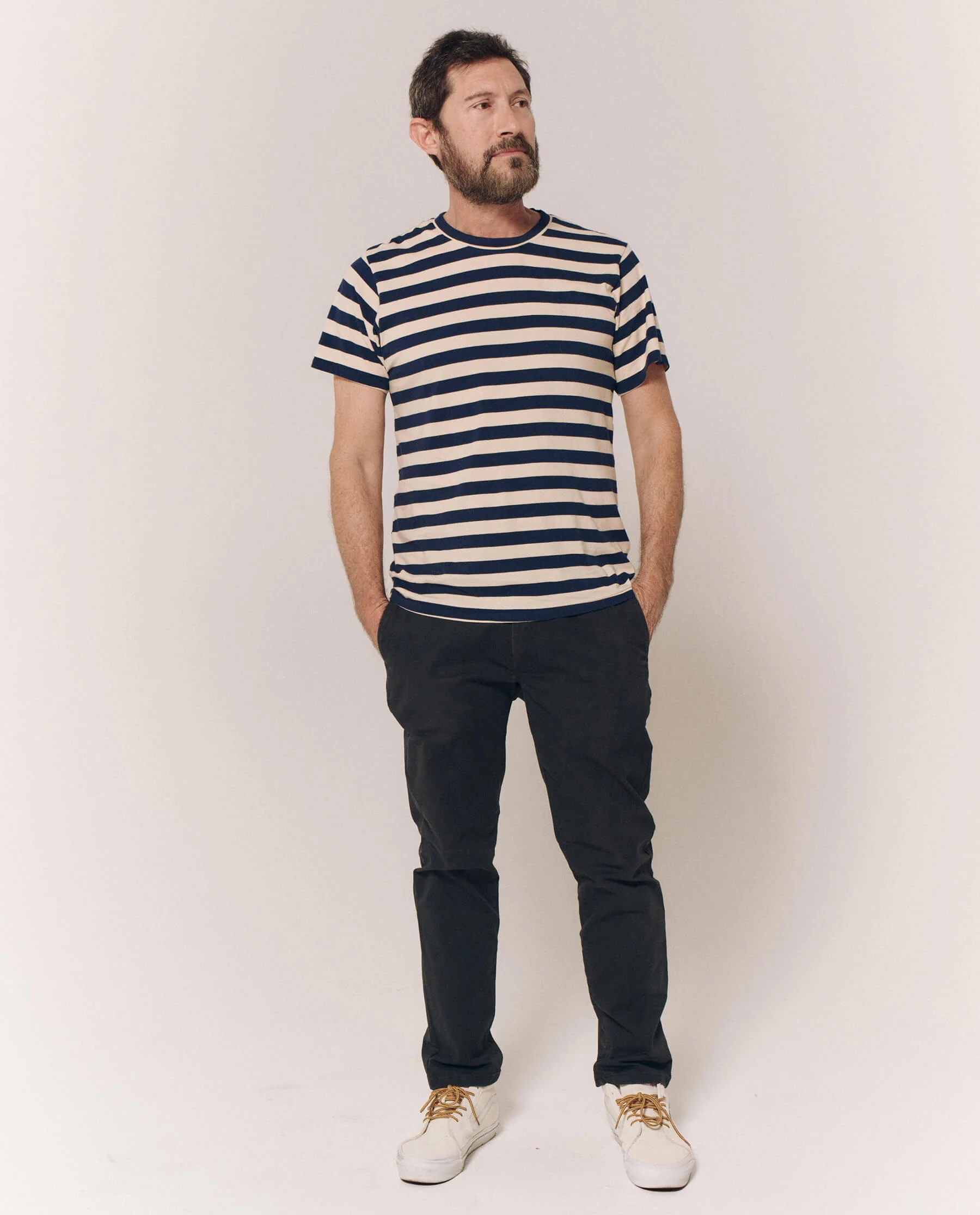 2891-the-men-s-slim-tee.-navy-and-cream-scholar-stripe-7.webp The Men's Slim Tee. -- Navy and Cream Scholar Stripe