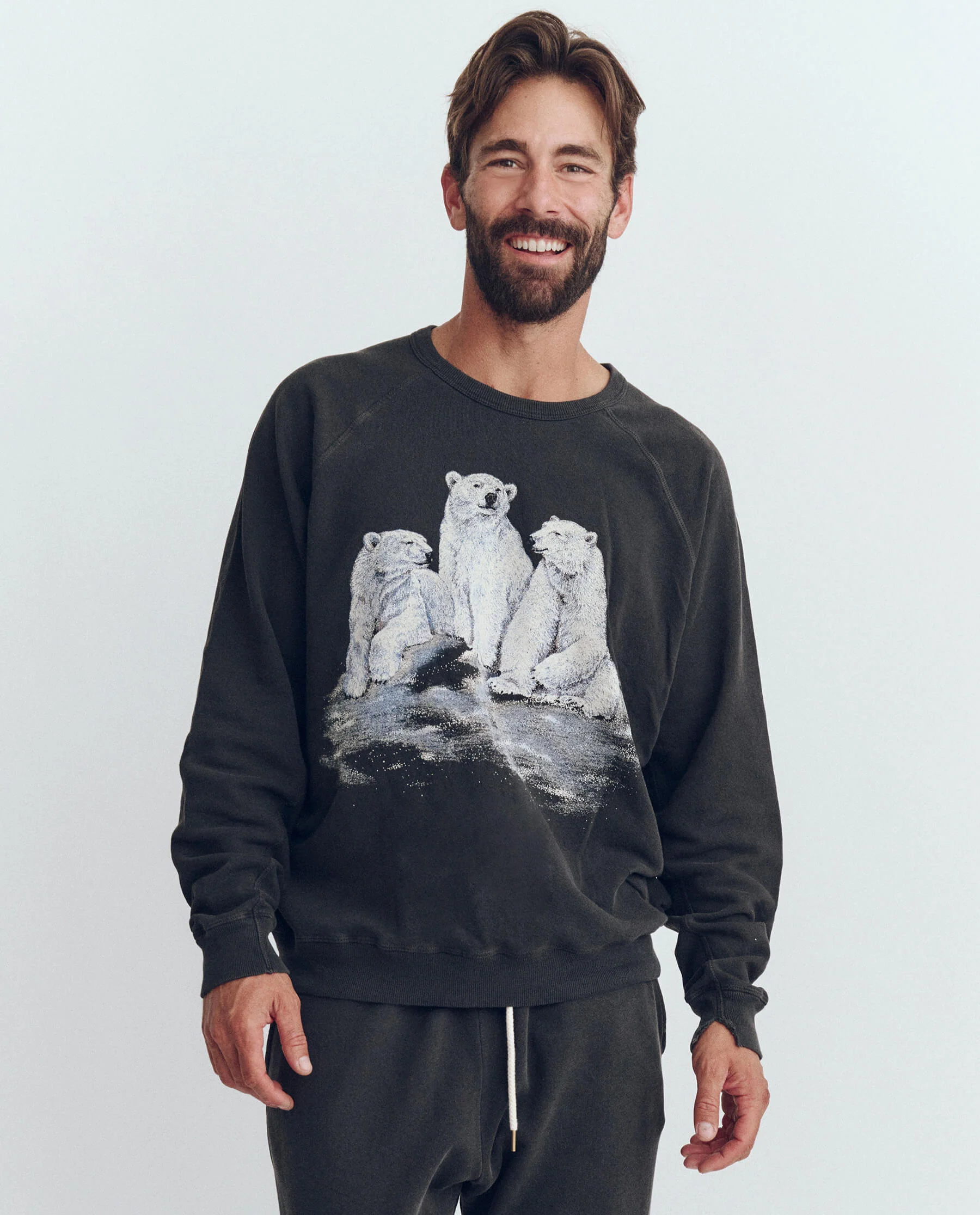 3021-the-men-s-college-sweatshirt.-graphic-washed-black-with-polar-bear-graphic-5.webp The Men's College Sweatshirt. Graphic -- Washed Black with Polar Bear Graphic