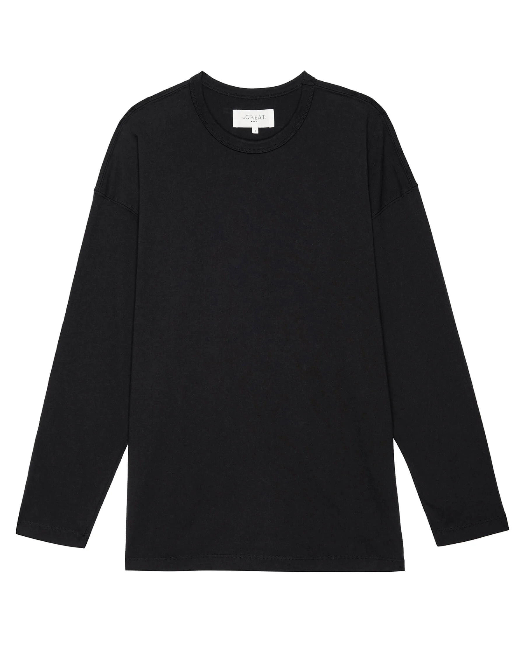 The Men's Pure Knits Long Sleeve Boxy Crew. Solid -- Almost Black