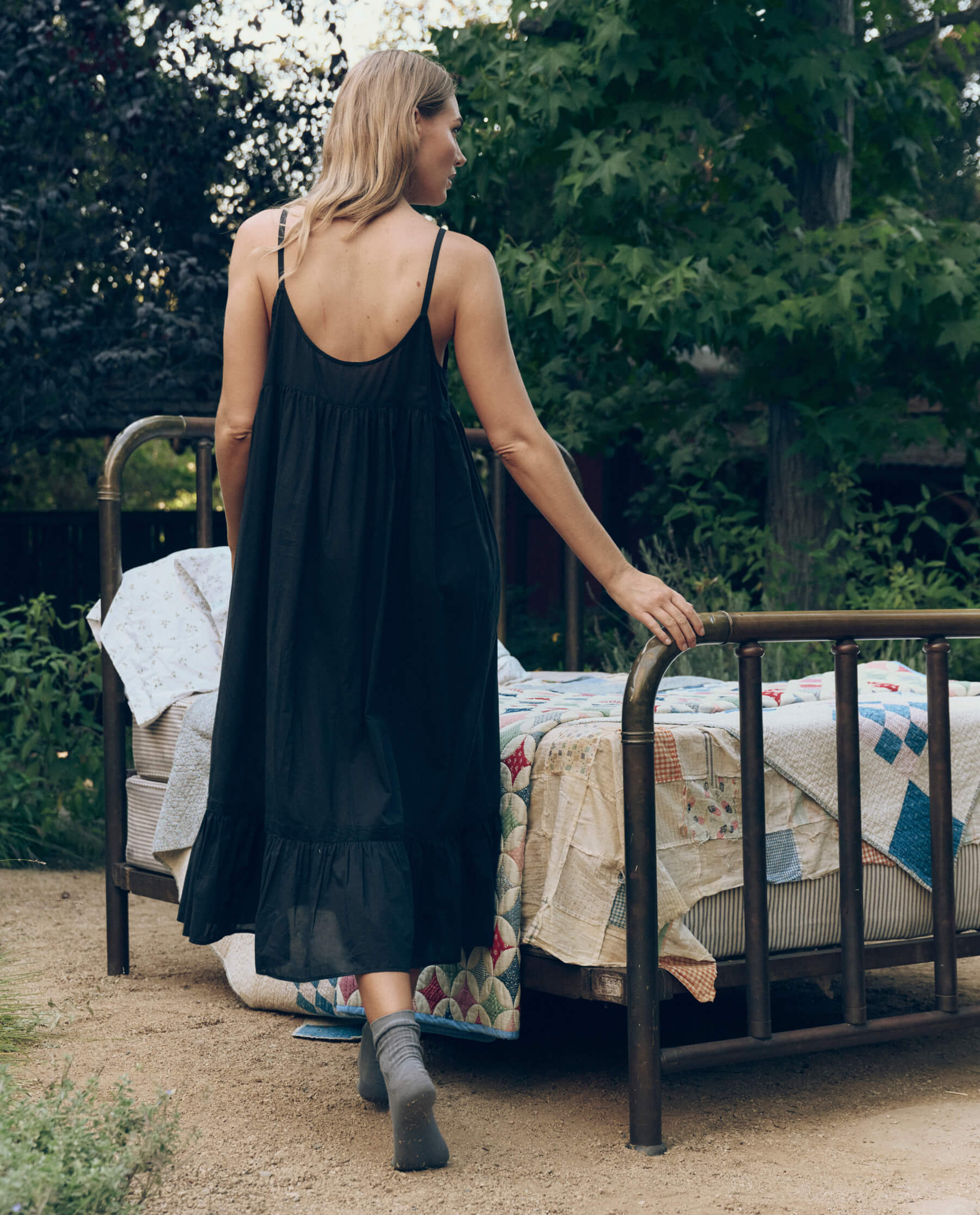 3164-the-eyelet-ruffle-tank-night-dress.-black-5.jpg The Eyelet Ruffle Tank Night Dress. -- Black