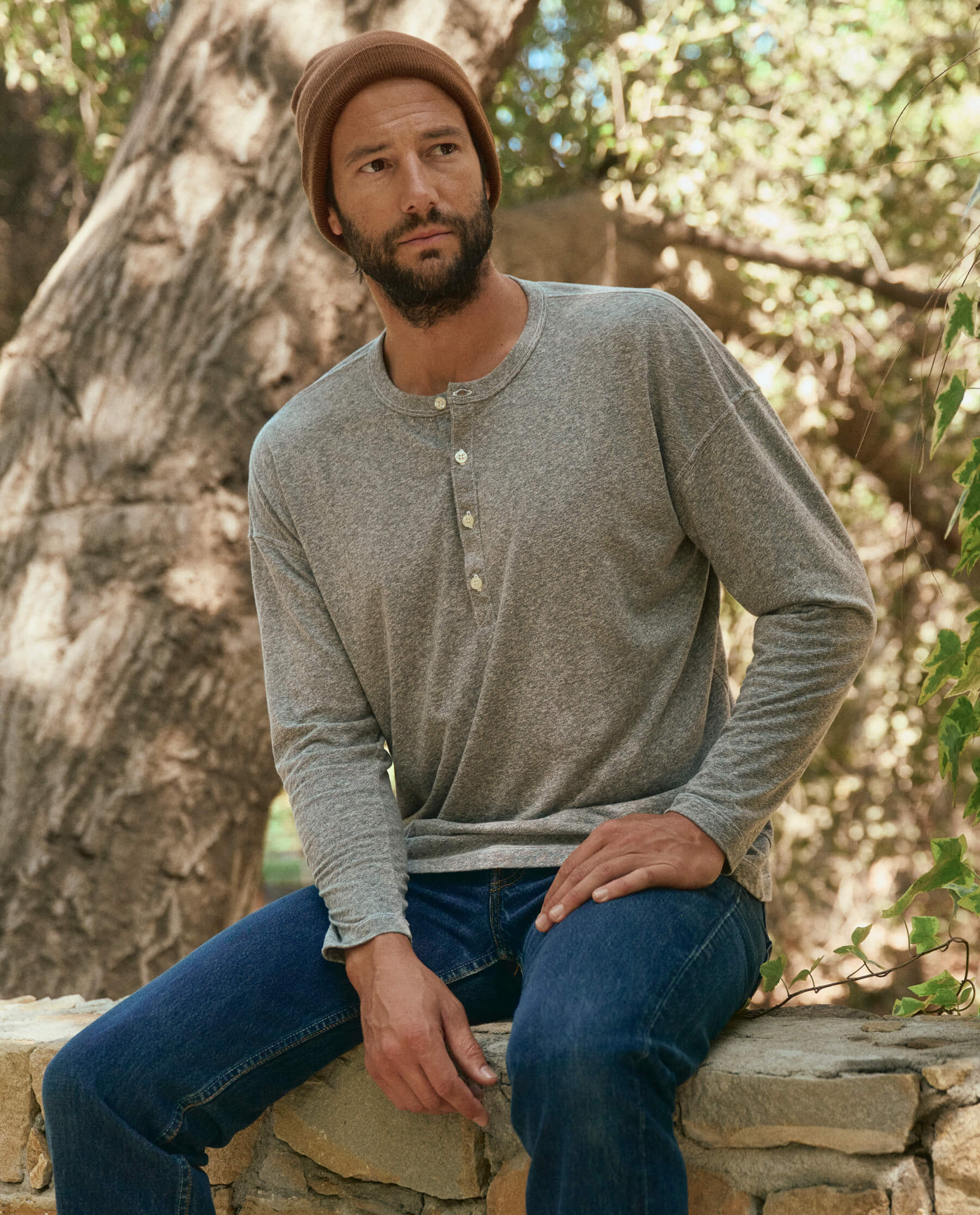 3213-the-men-s-boxy-henley.-heather-grey-4.jpg The Men's Boxy Henley. -- Heather Grey