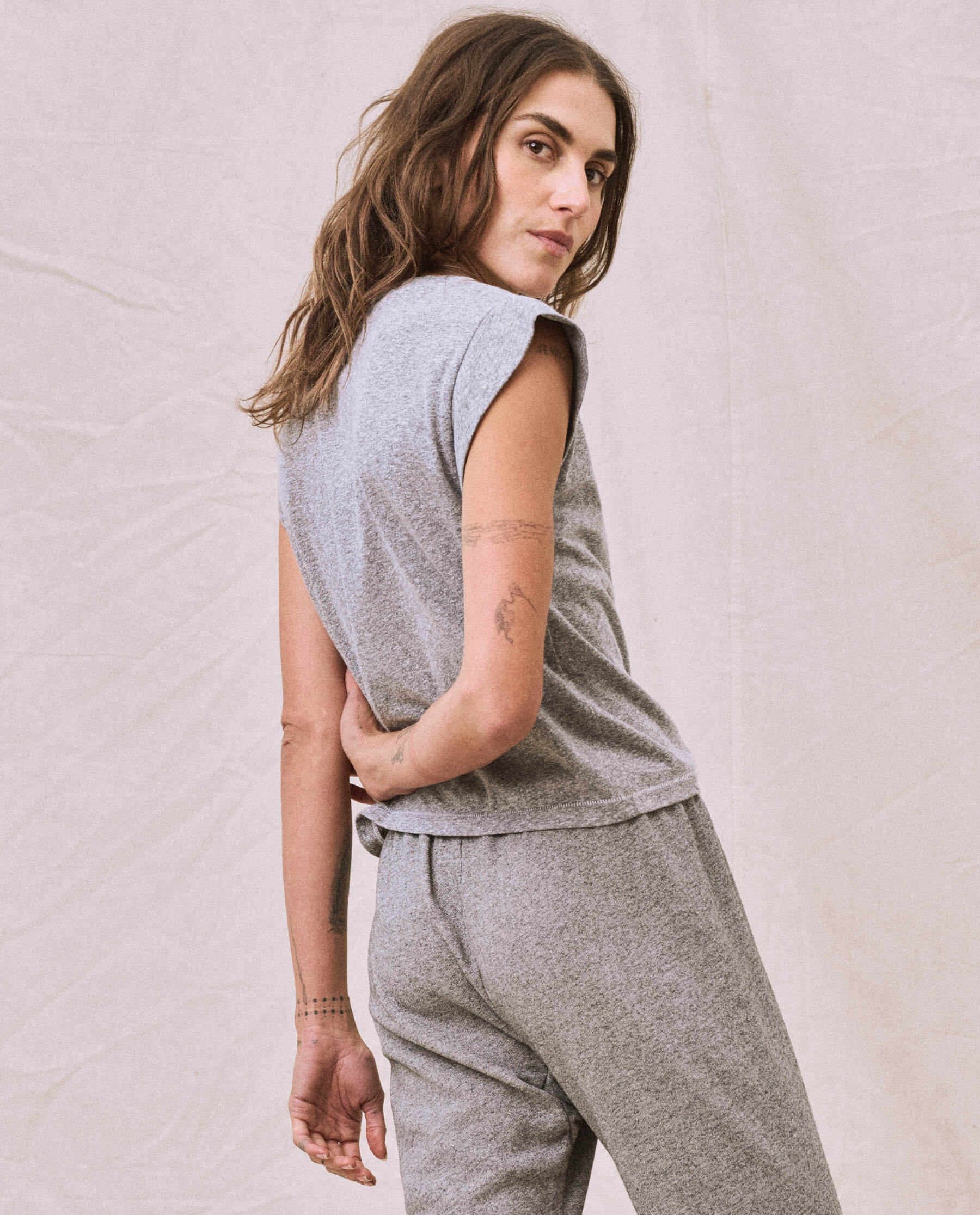 3266-the-peak-shoulder-tee.-heather-grey-2.jpg The Peak Shoulder Tee. -- Heather Grey