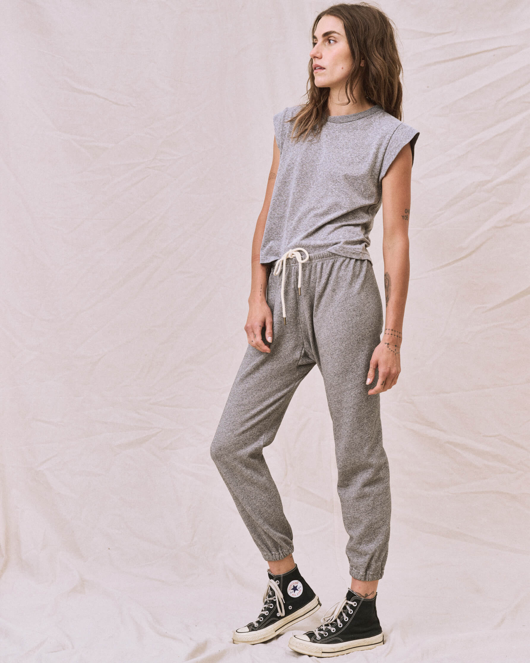 3266-the-peak-shoulder-tee.-heather-grey-3.jpg The Peak Shoulder Tee. -- Heather Grey