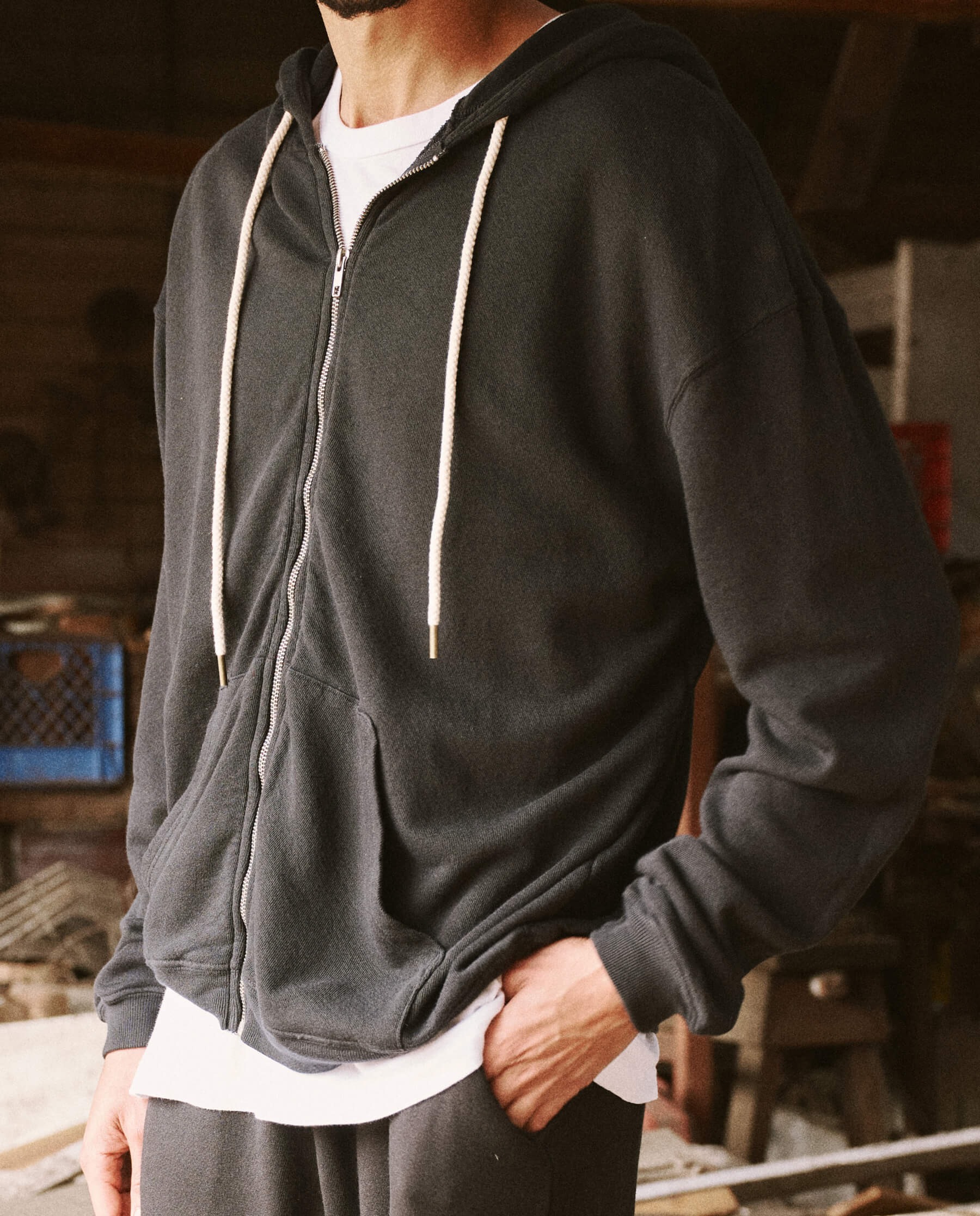 3332-the-men-s-zip-up-hoodie.-almost-black-1.jpg The Men's Zip Up Hoodie. -- Almost Black