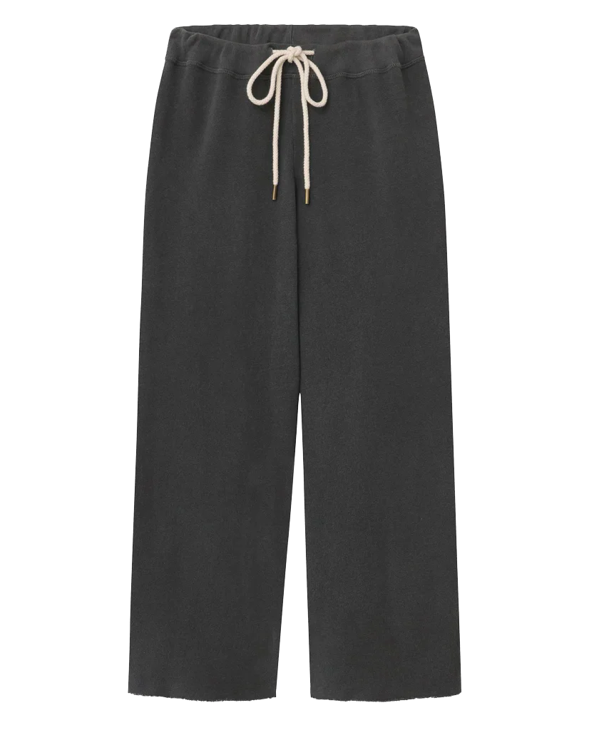 The Wide Leg Cropped Sweatpant. -- Washed Black