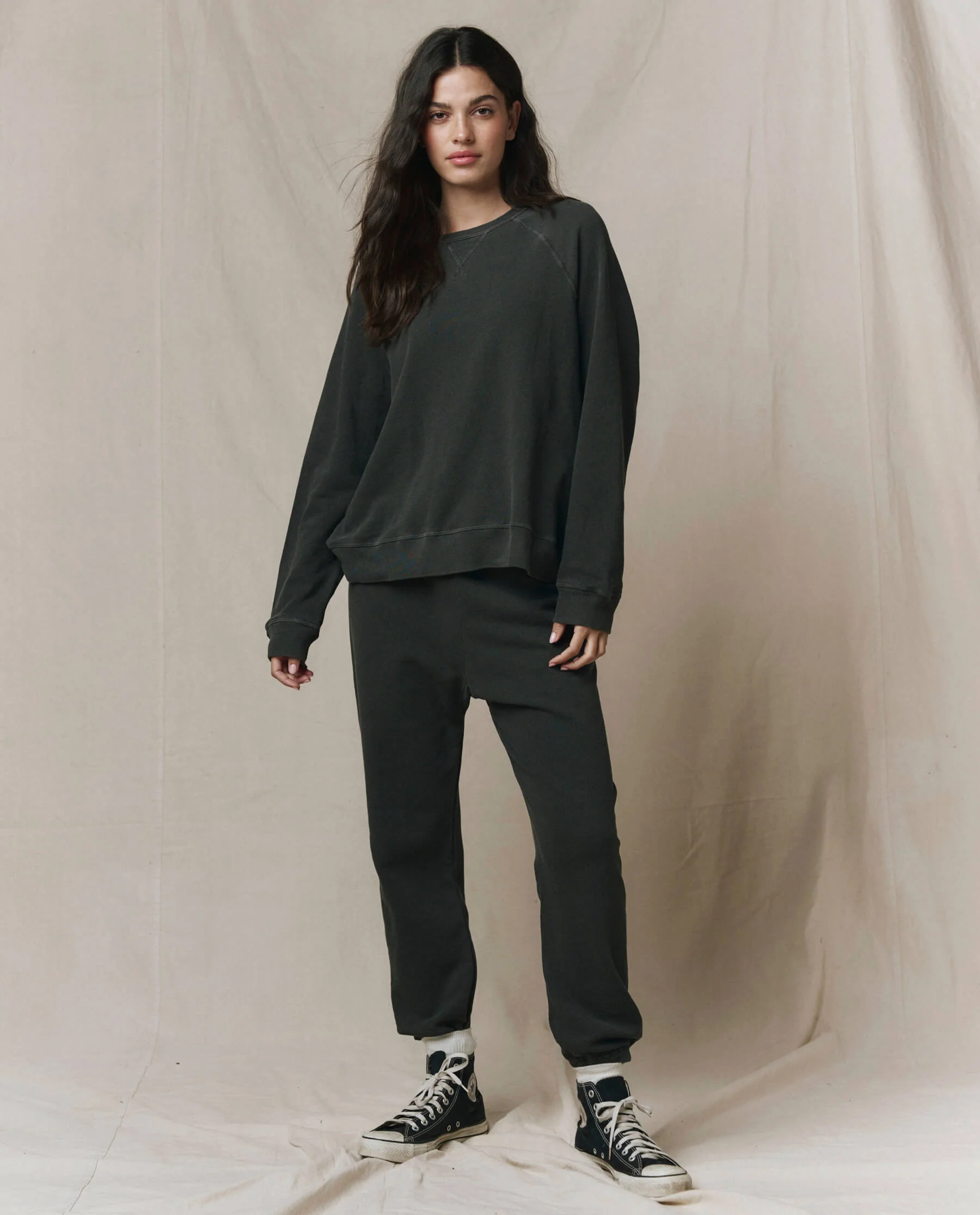 The Slouch Sweatshirt. Solid -- Washed Black