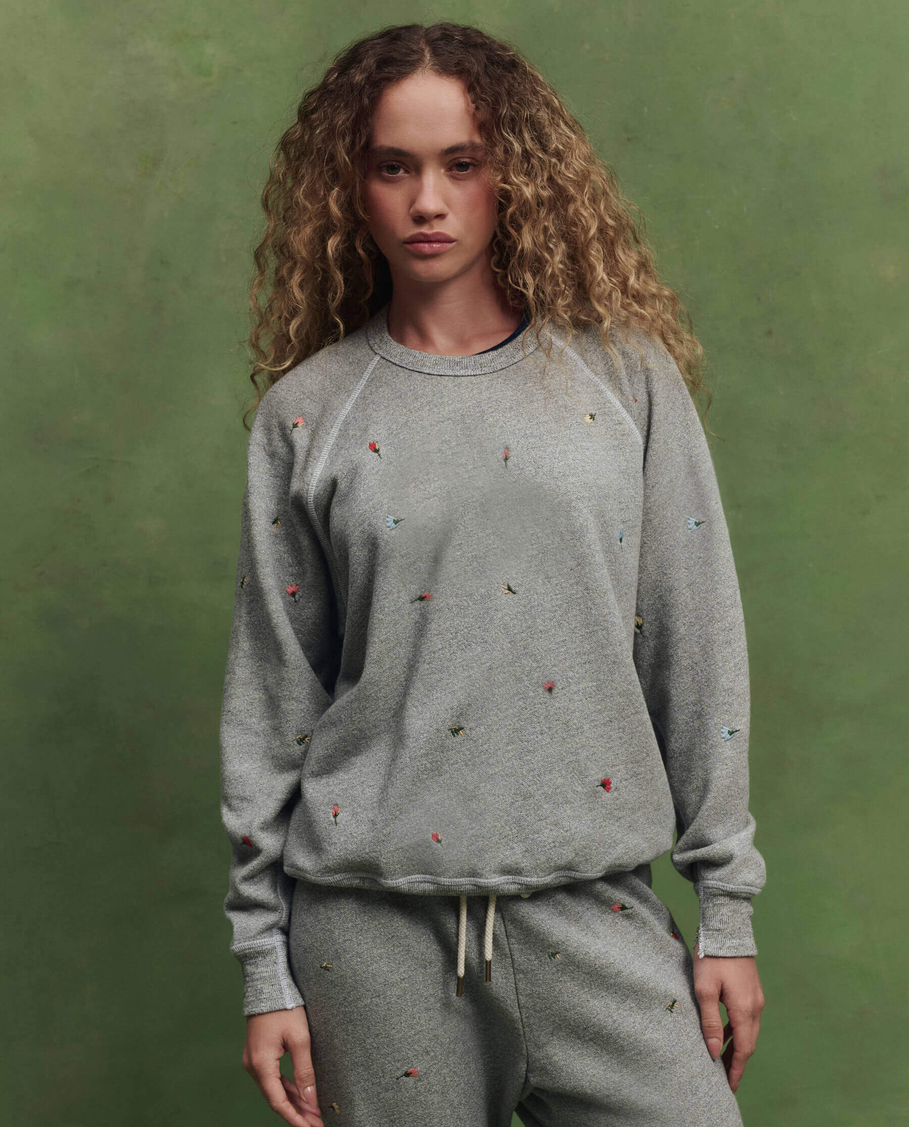 404-the-college-sweatshirt-w-tossed-floral-embroidery.-varsity-grey-1.jpg The College Sweatshirt w/ Tossed Floral Embroidery. -- Varsity Grey
