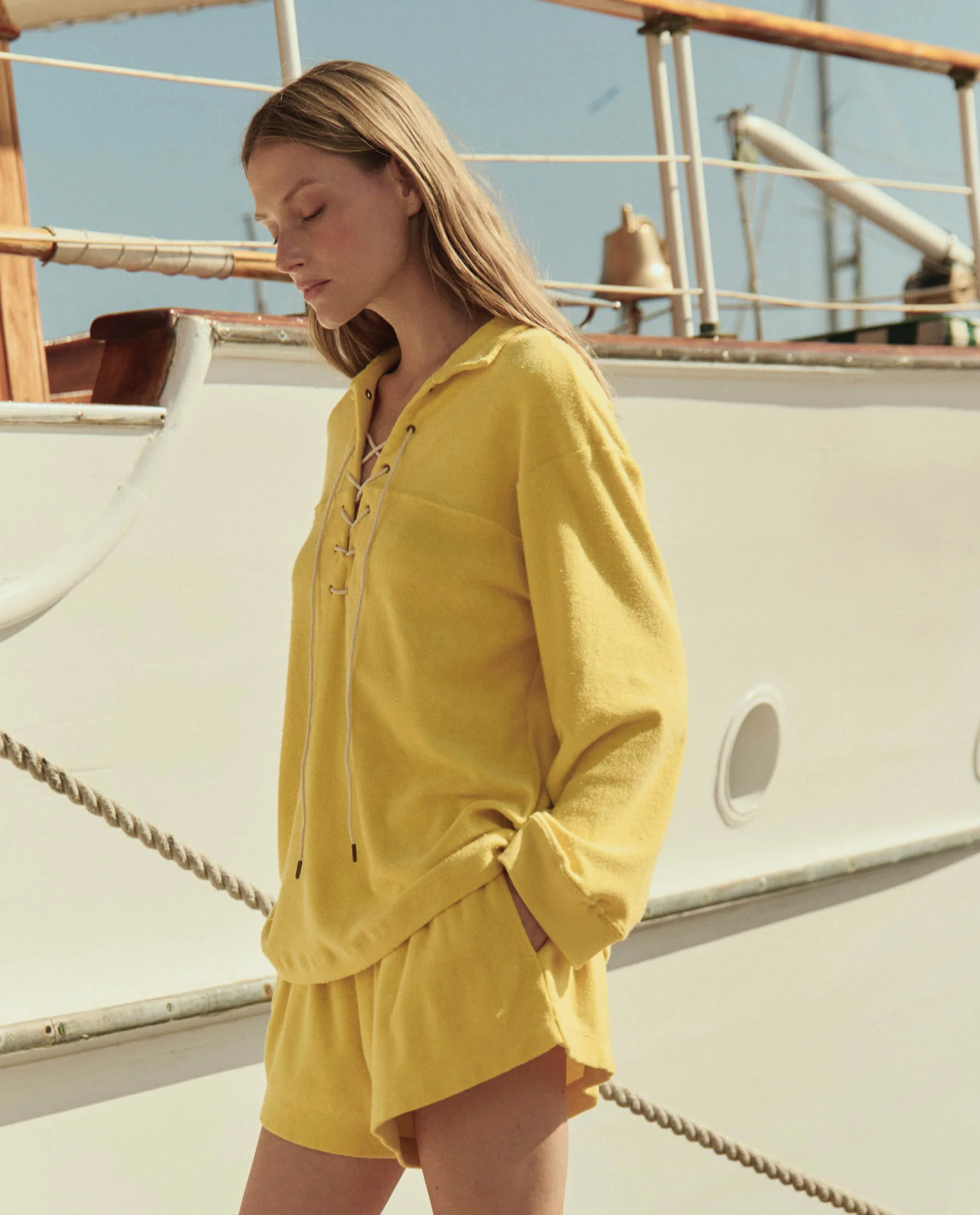 The Micro Terry Lace Up Tunic. -- Margarita