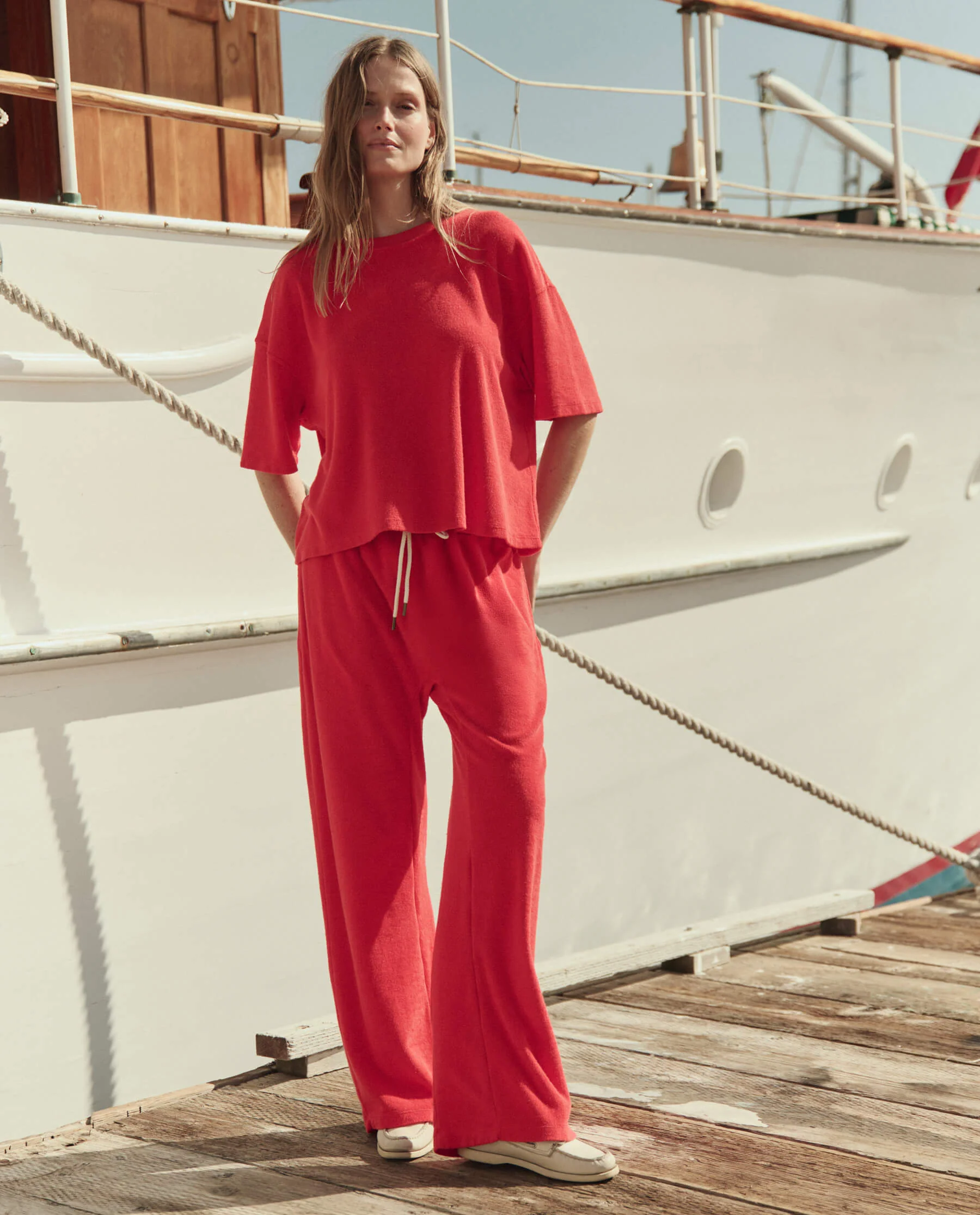 The Micro Terry Horseshoe Sweatpant. -- Pimento