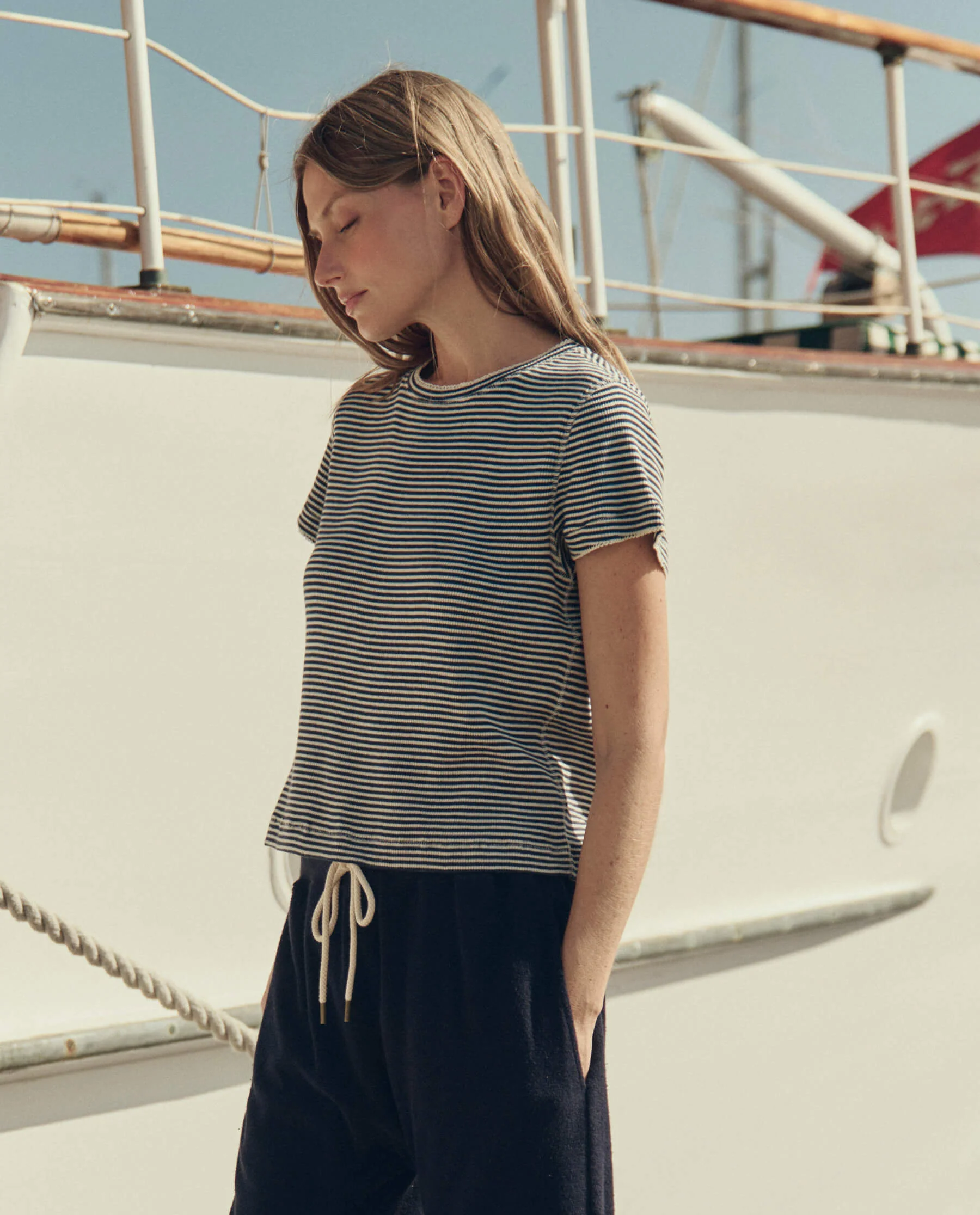 The Little Tee. -- Navy Stripe