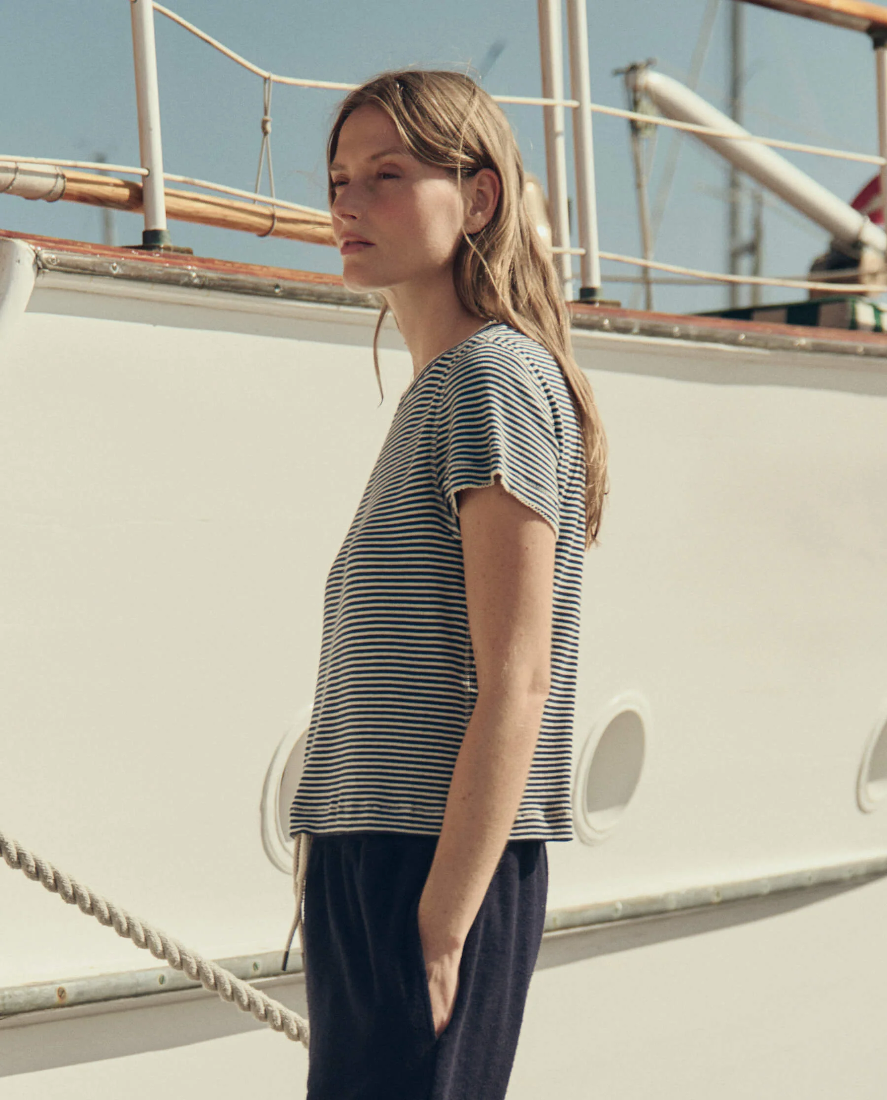 The Little Tee. -- Navy Stripe