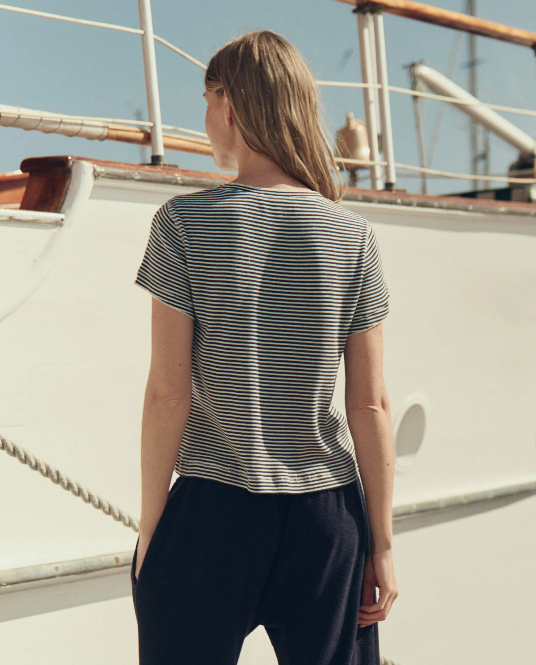 The Little Tee. -- Navy Stripe