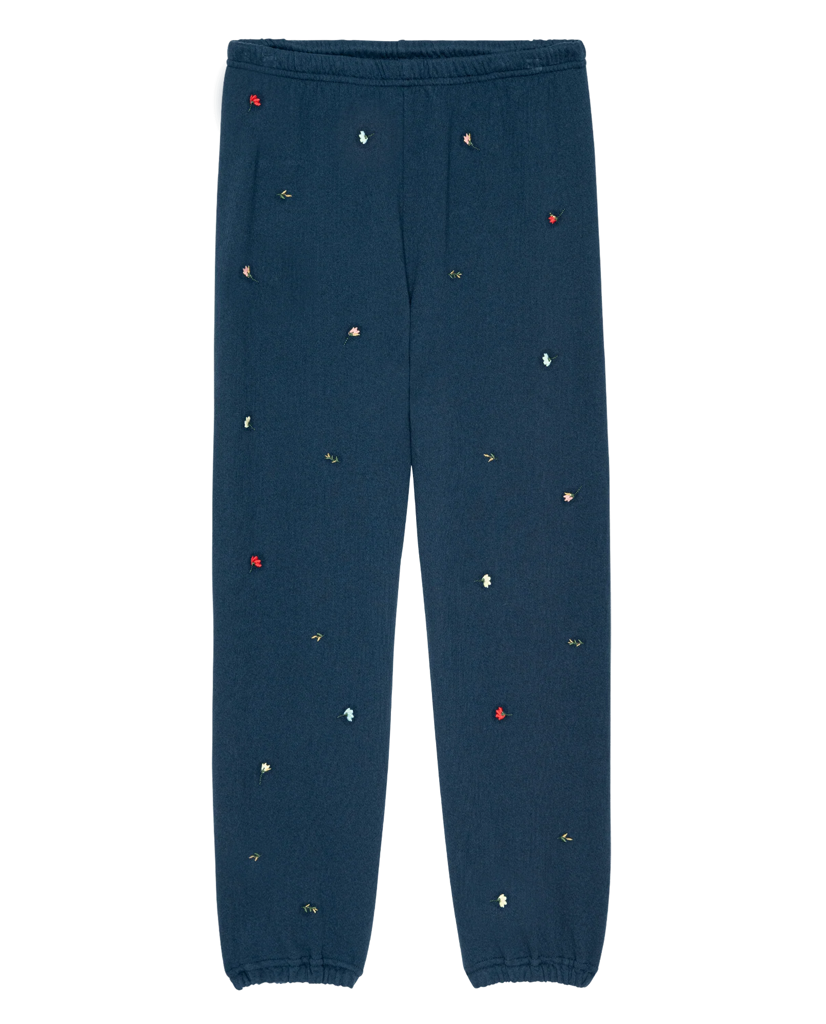 The Stadium Sweatpant w/ Tossed Floral Embroidery. -- Navy