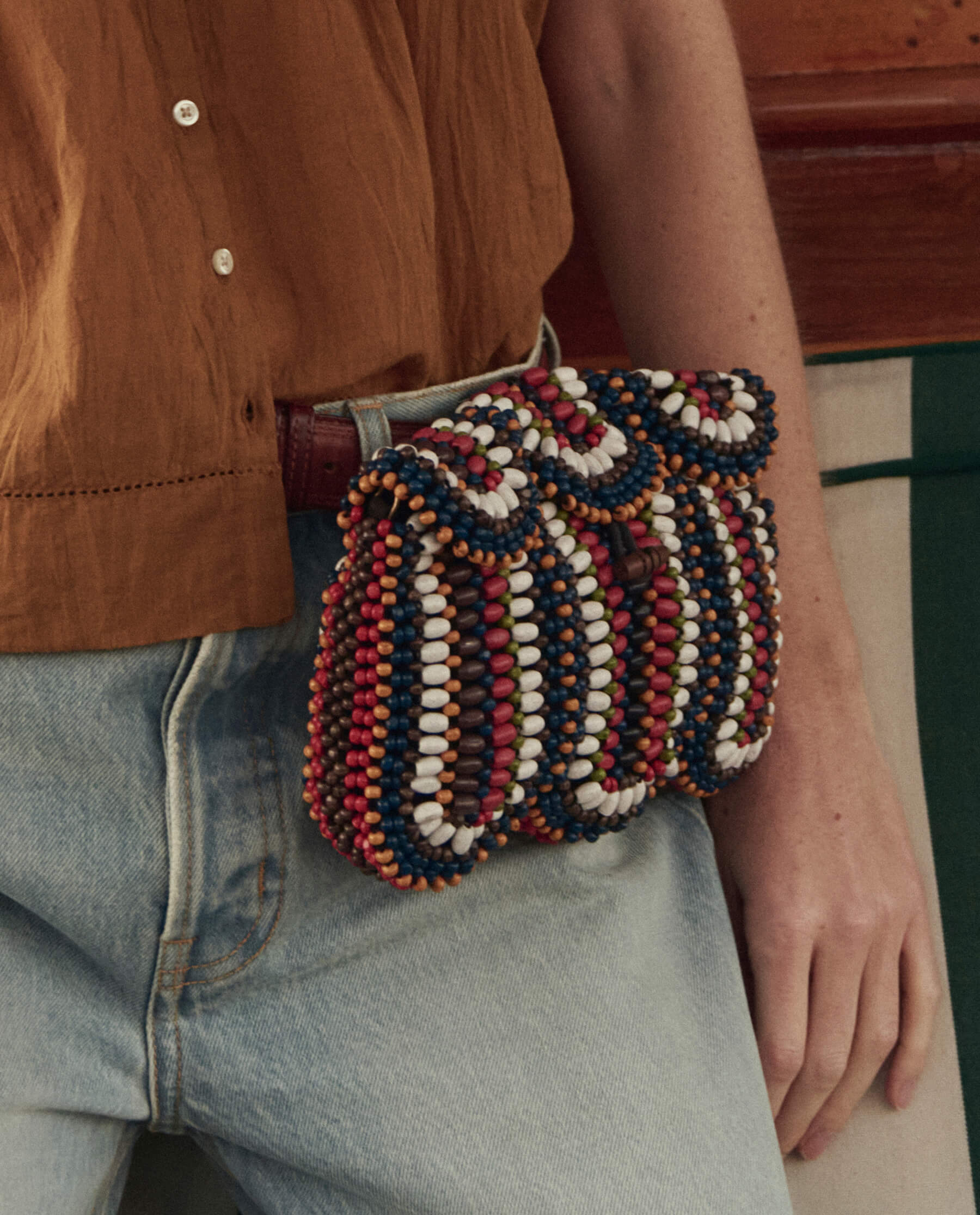 The Beaded Clutch. -- Cabana Stripe