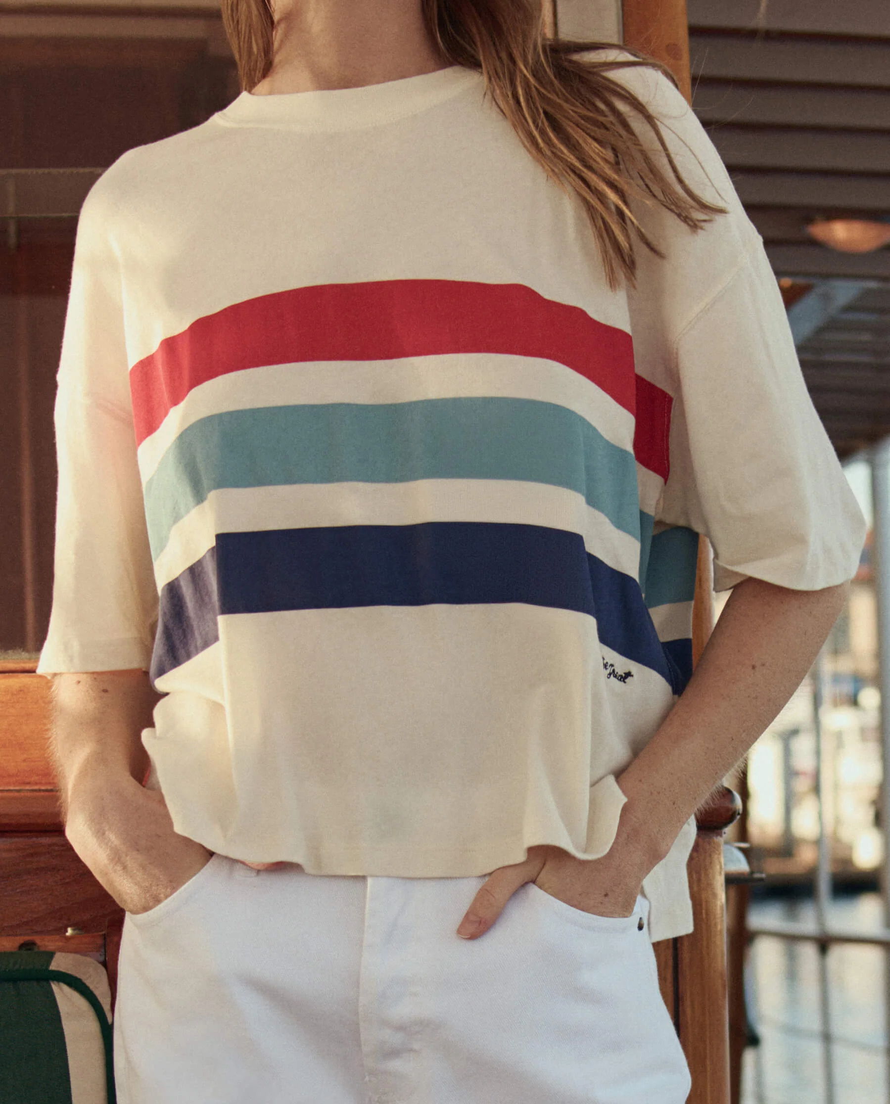 The Track Crew w/ Saltwater Stripe. -- Washed White