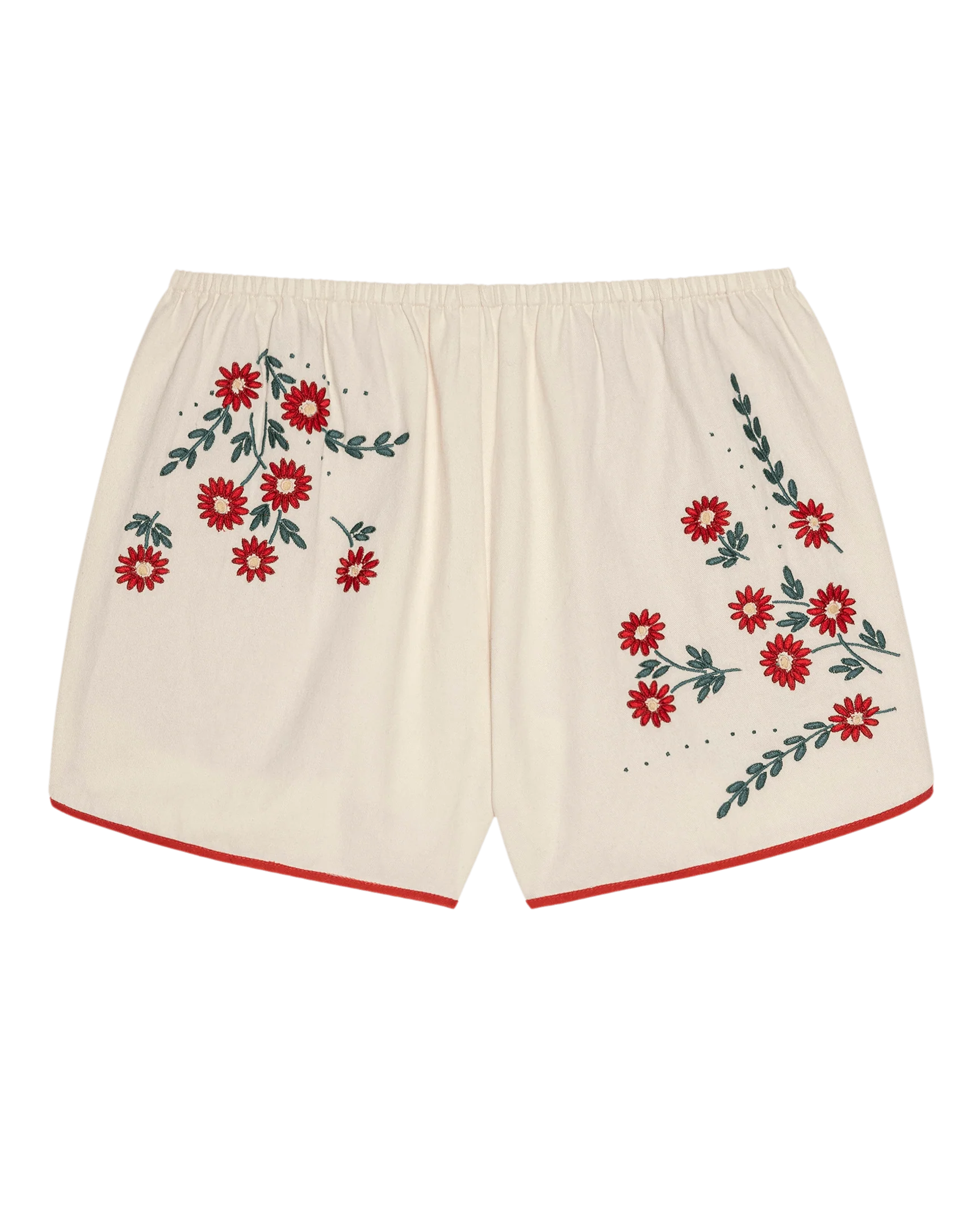 The Dolphin Short. -- Natural With Field Floral Emb