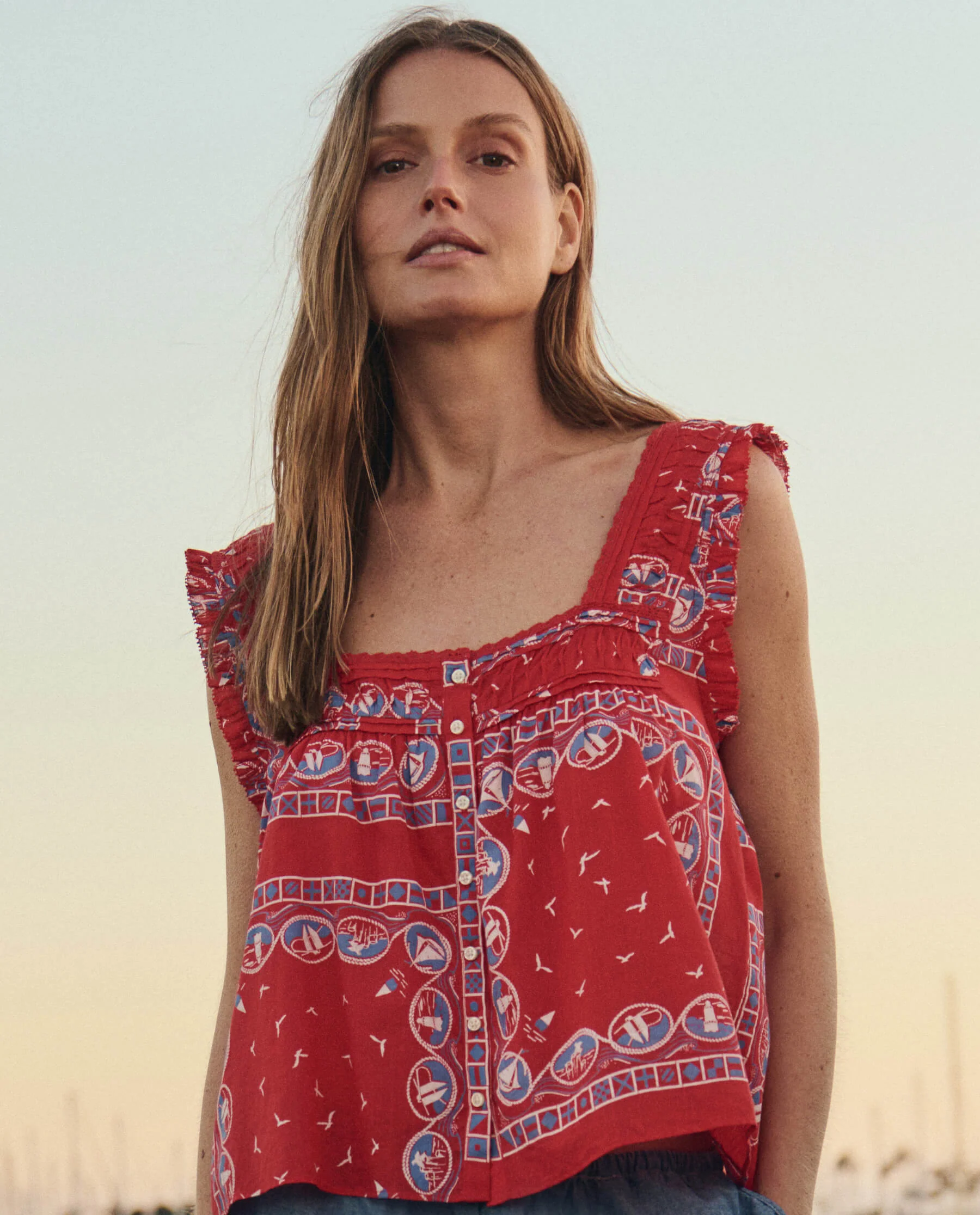 604-the-victorian-pleat-tank.-red-sailboat-bandana-1.webp The Victorian Pleat Tank. -- Red Sailboat Bandana