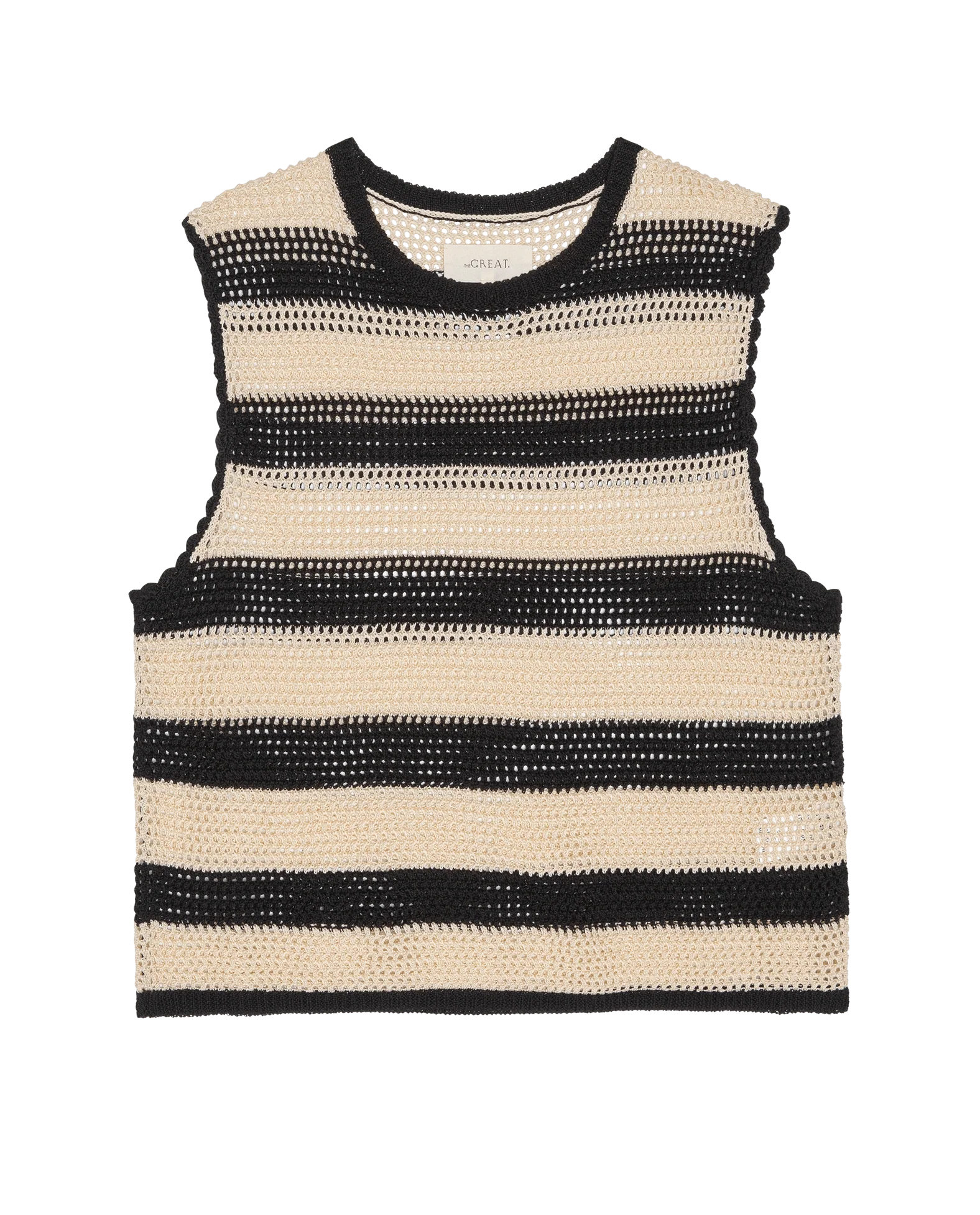 The Crochet Sweater Shell. -- Black And Cream