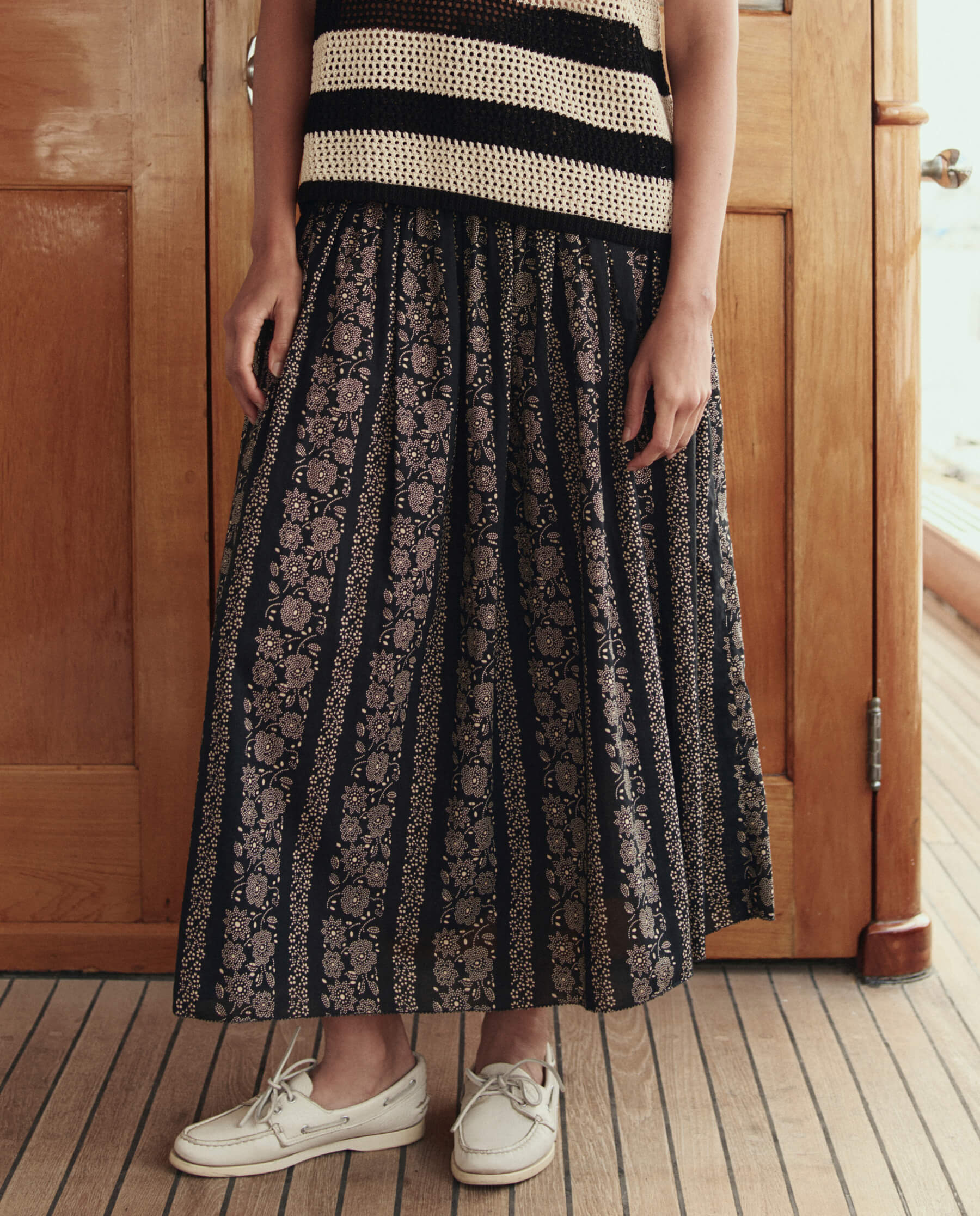 656-the-canary-skirt.-black-and-cream-token-floral-1.jpg The Canary Skirt. -- Black And Cream Token Floral