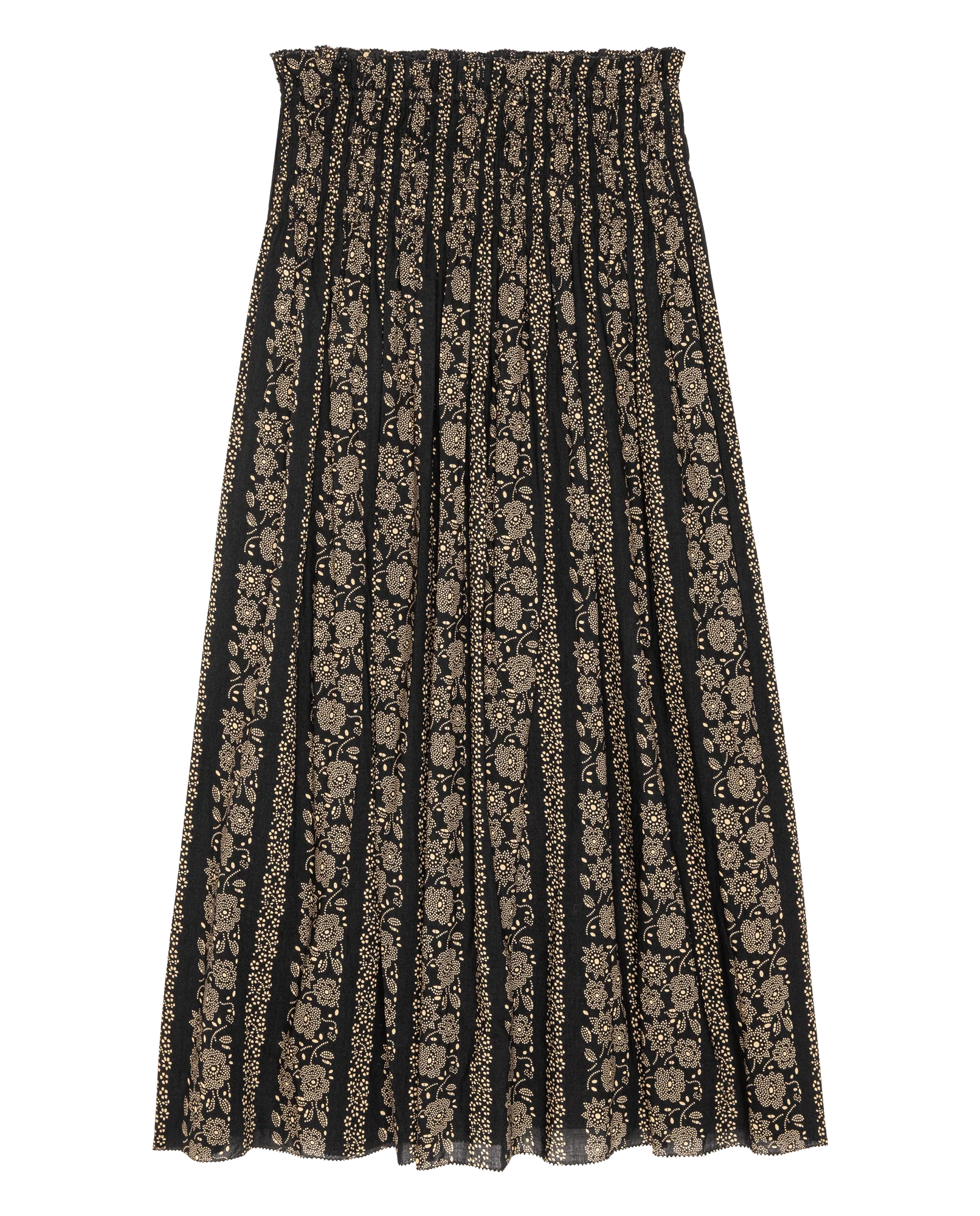 The Canary Skirt. -- Black And Cream Token Floral