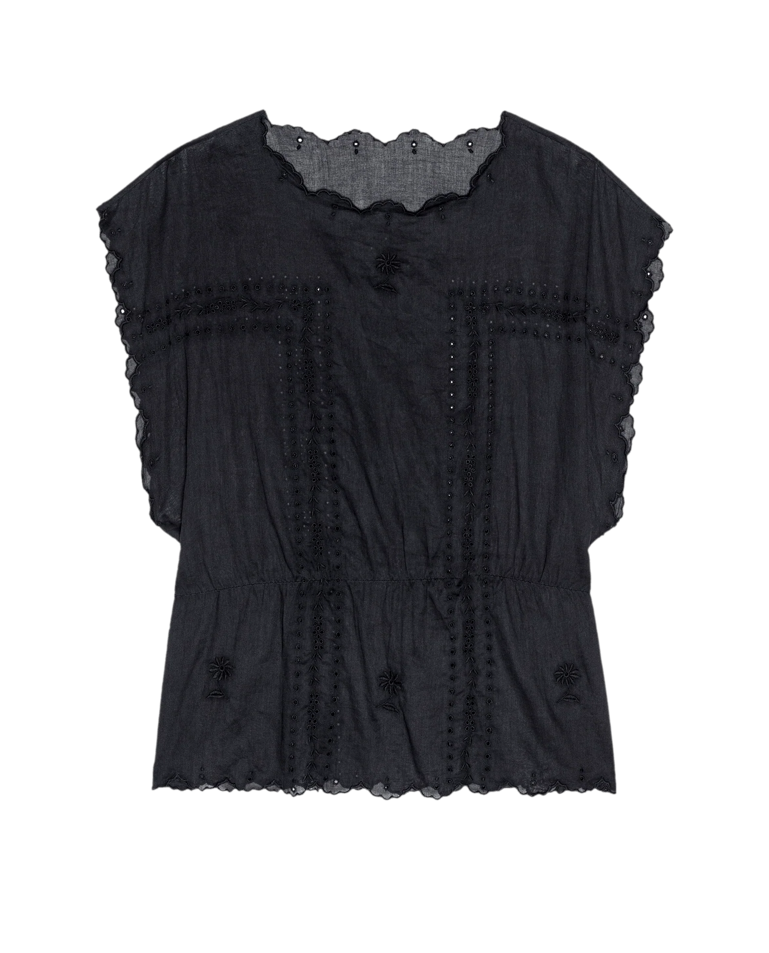 The Scalloped Eyelet Tunic. -- Black
