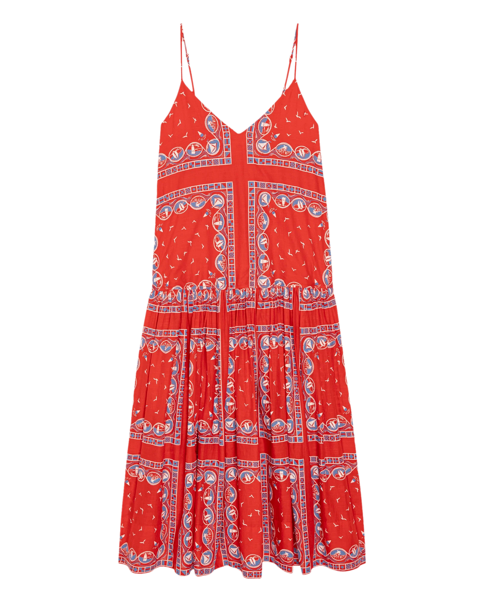 The Drop Waist Dress. -- Red Sailboat Bandana