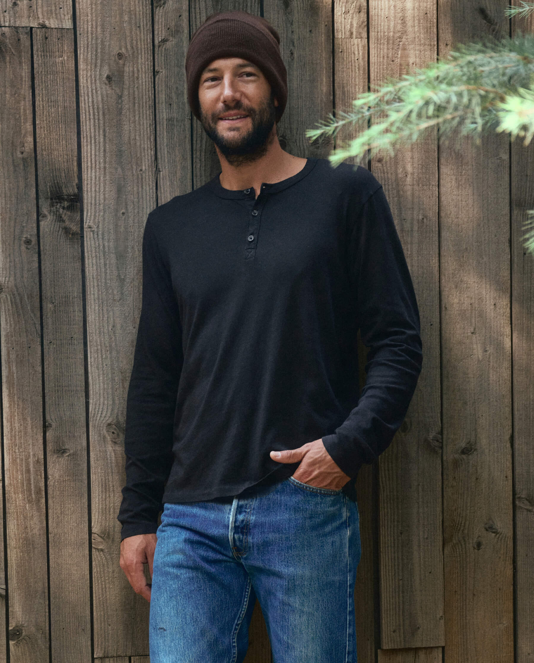 708-the-men-s-slim-henley.-almost-black-3.jpg The Men's Slim Henley. -- Almost Black