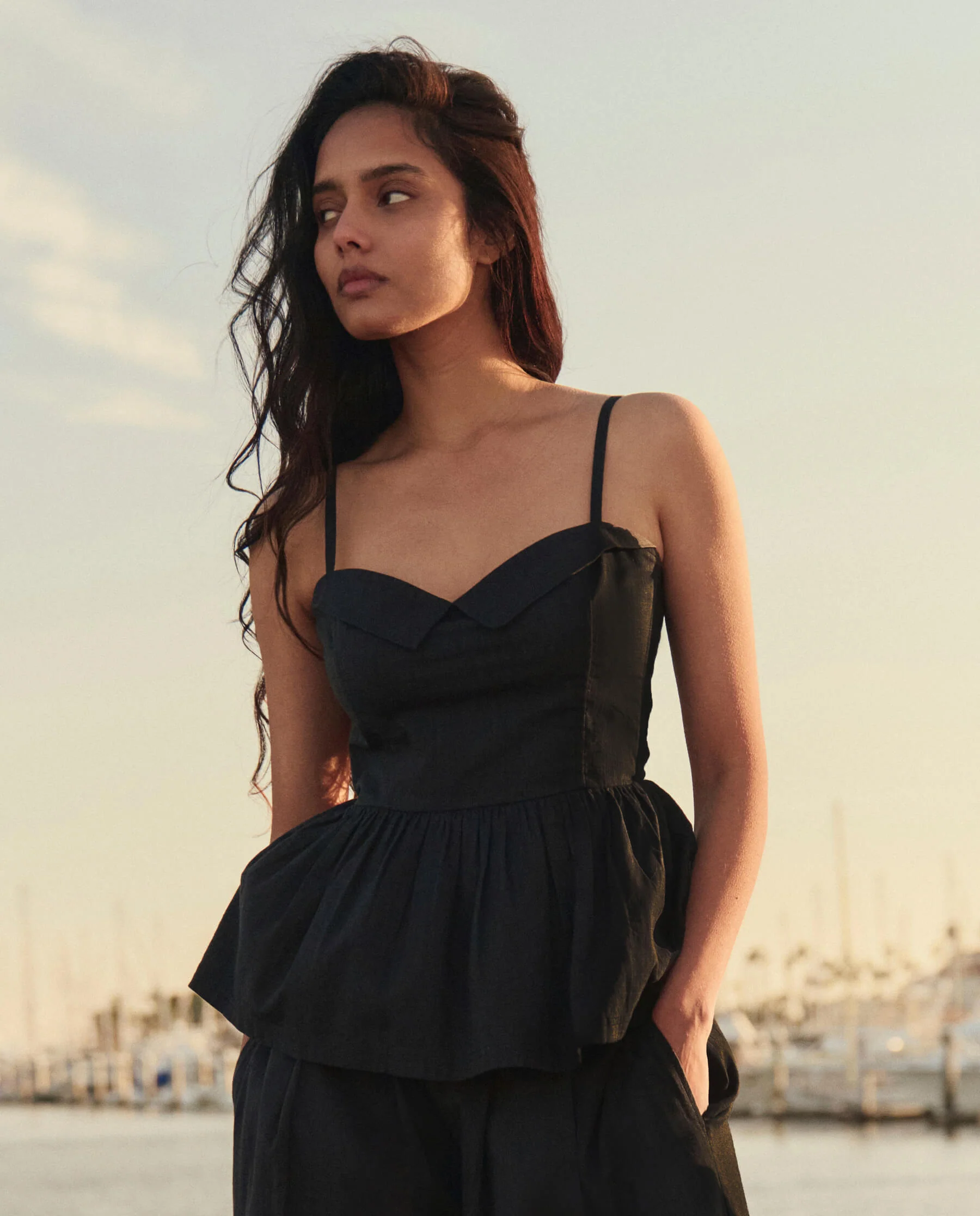 The Textured Verse Top. -- Black