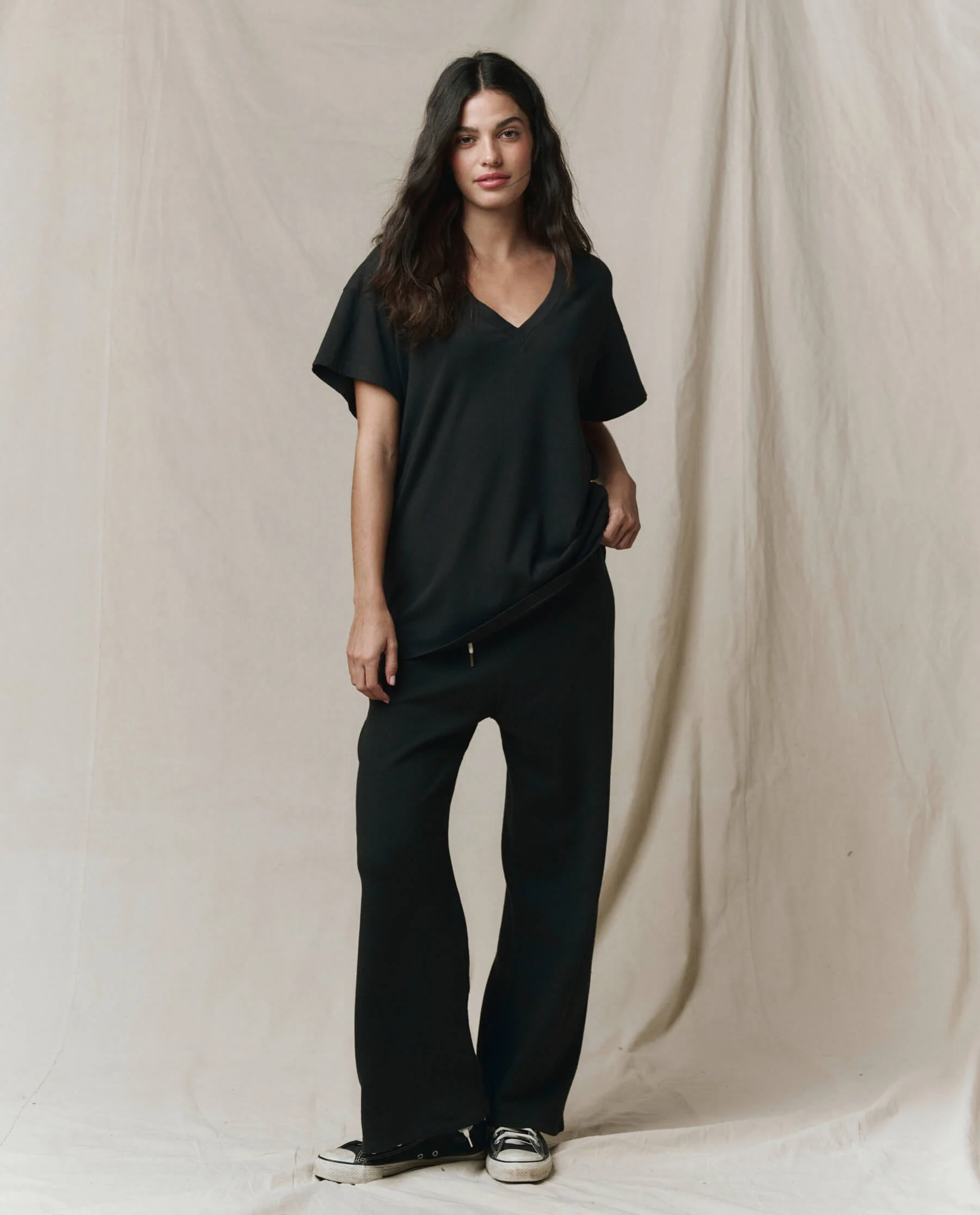 The Slouchy V-Neck Tee. -- Almost Black
