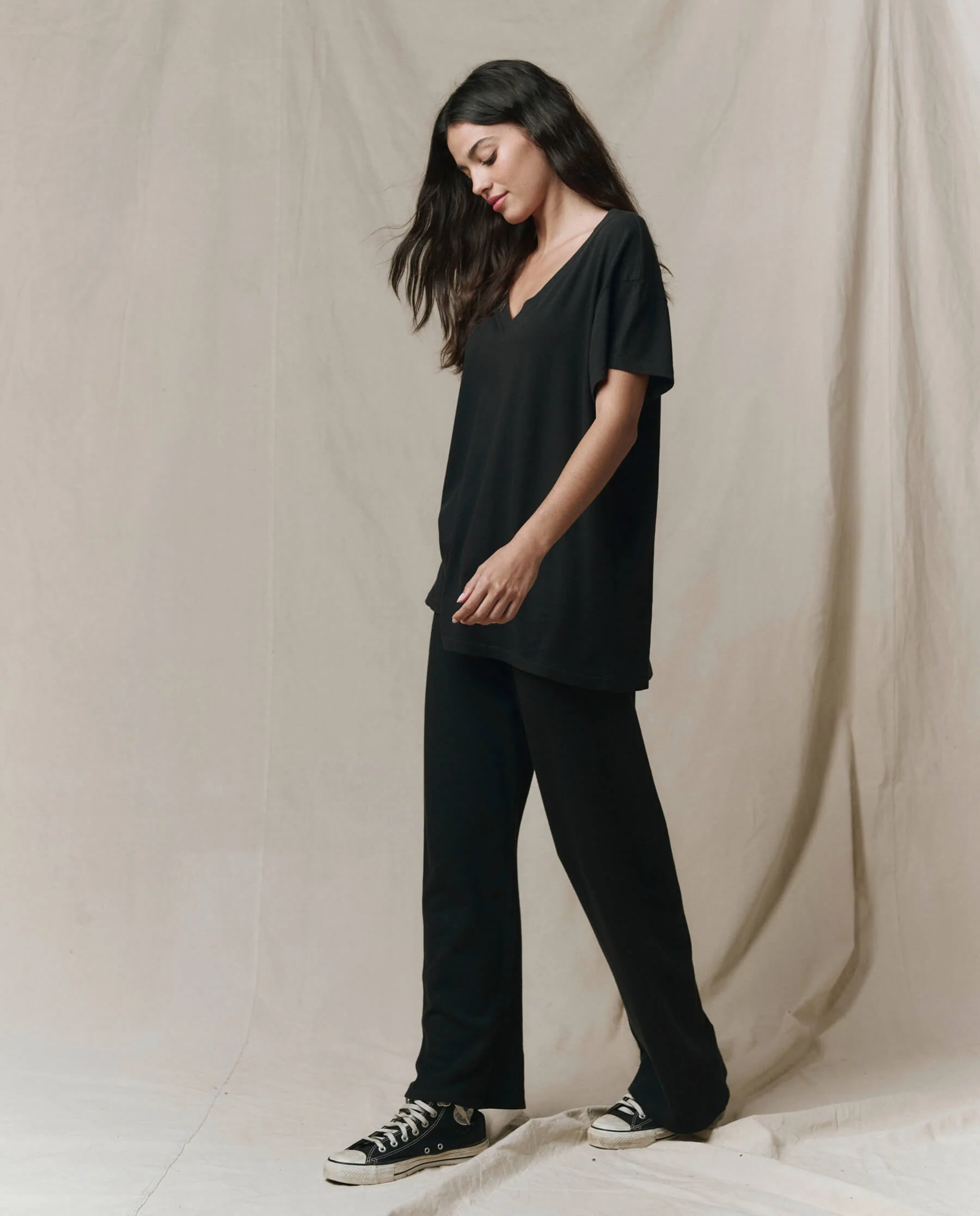 The Slouchy V-Neck Tee. -- Almost Black
