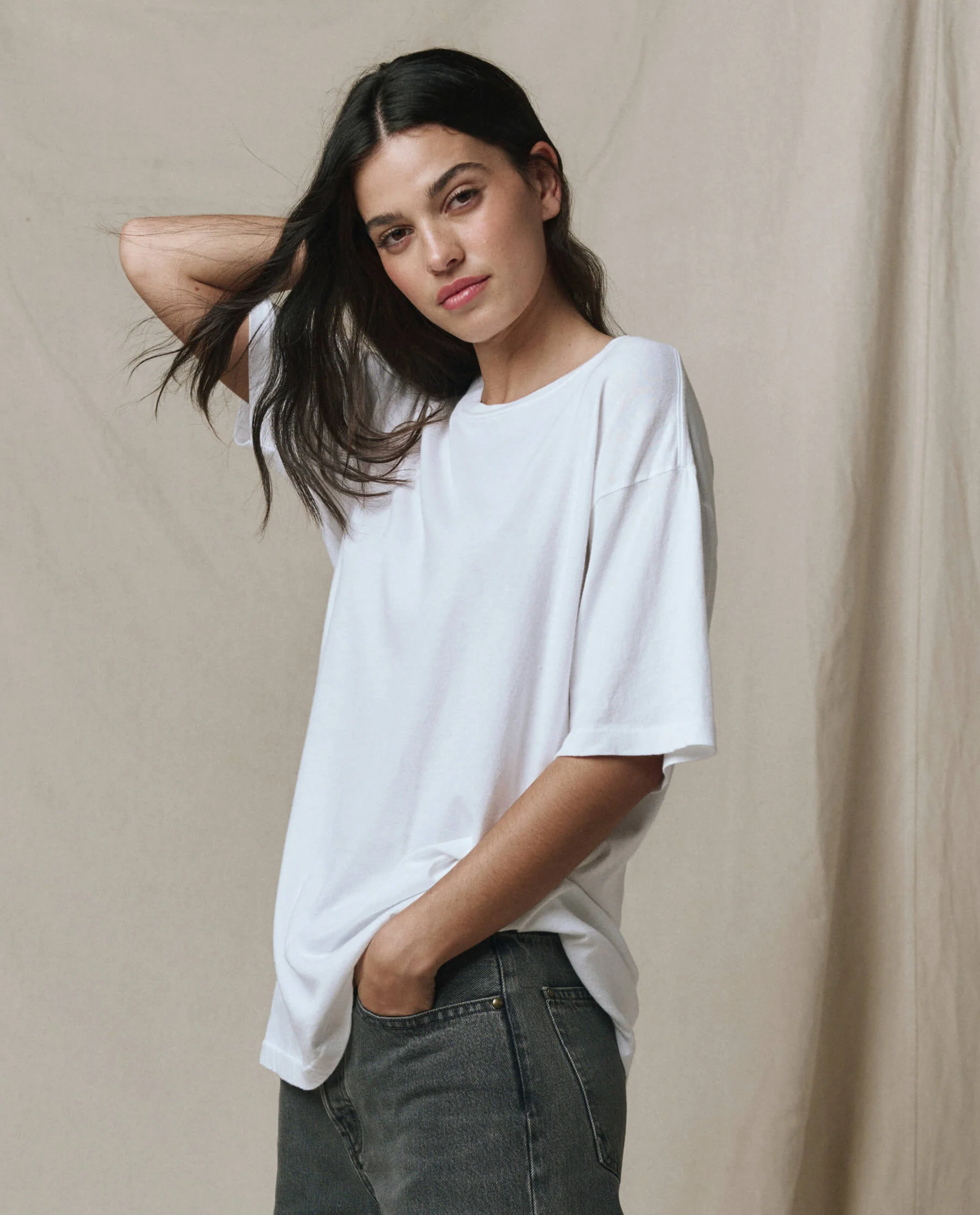 The Slouchy Crew Tee. -- True White