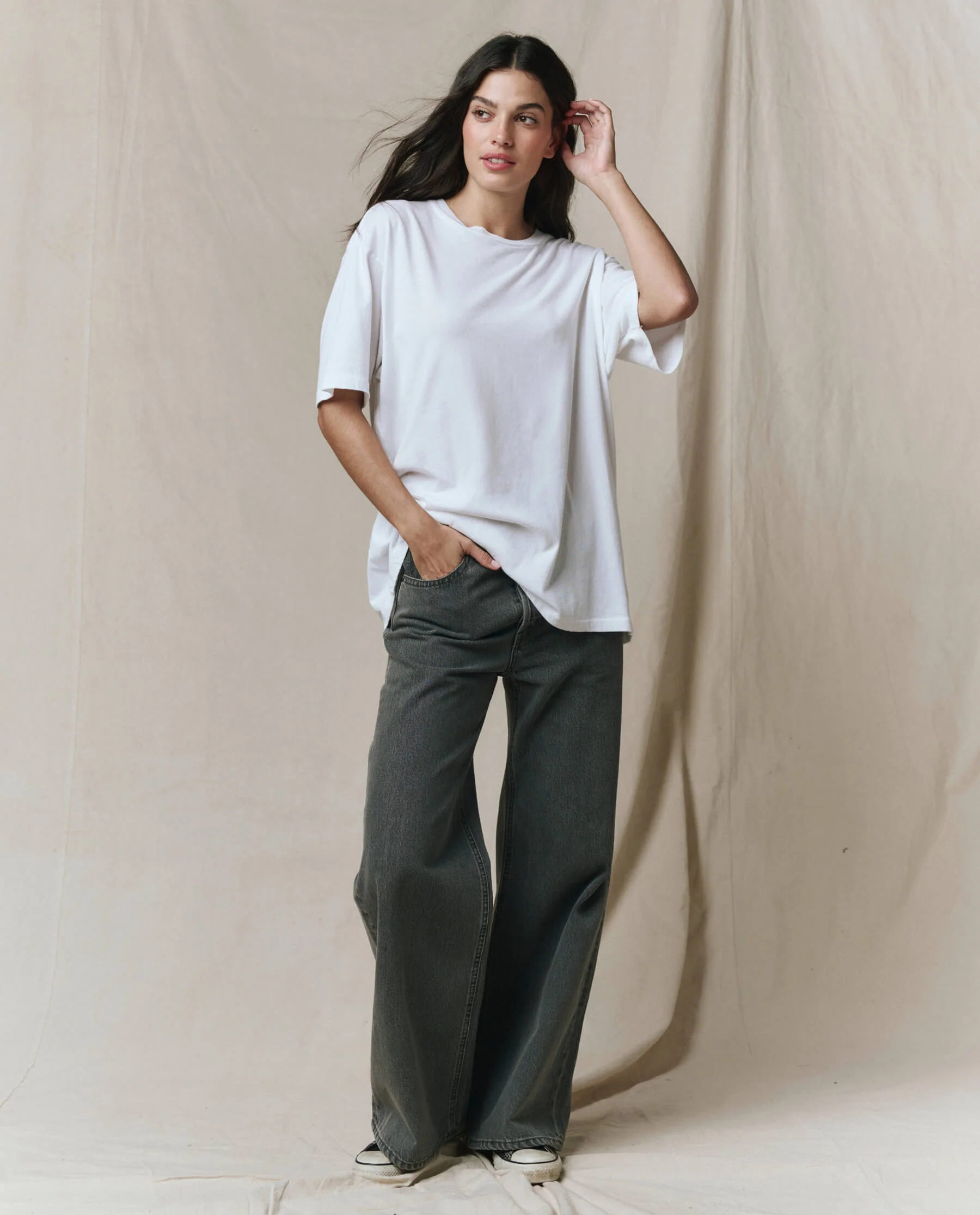 The Slouchy Crew Tee. -- True White