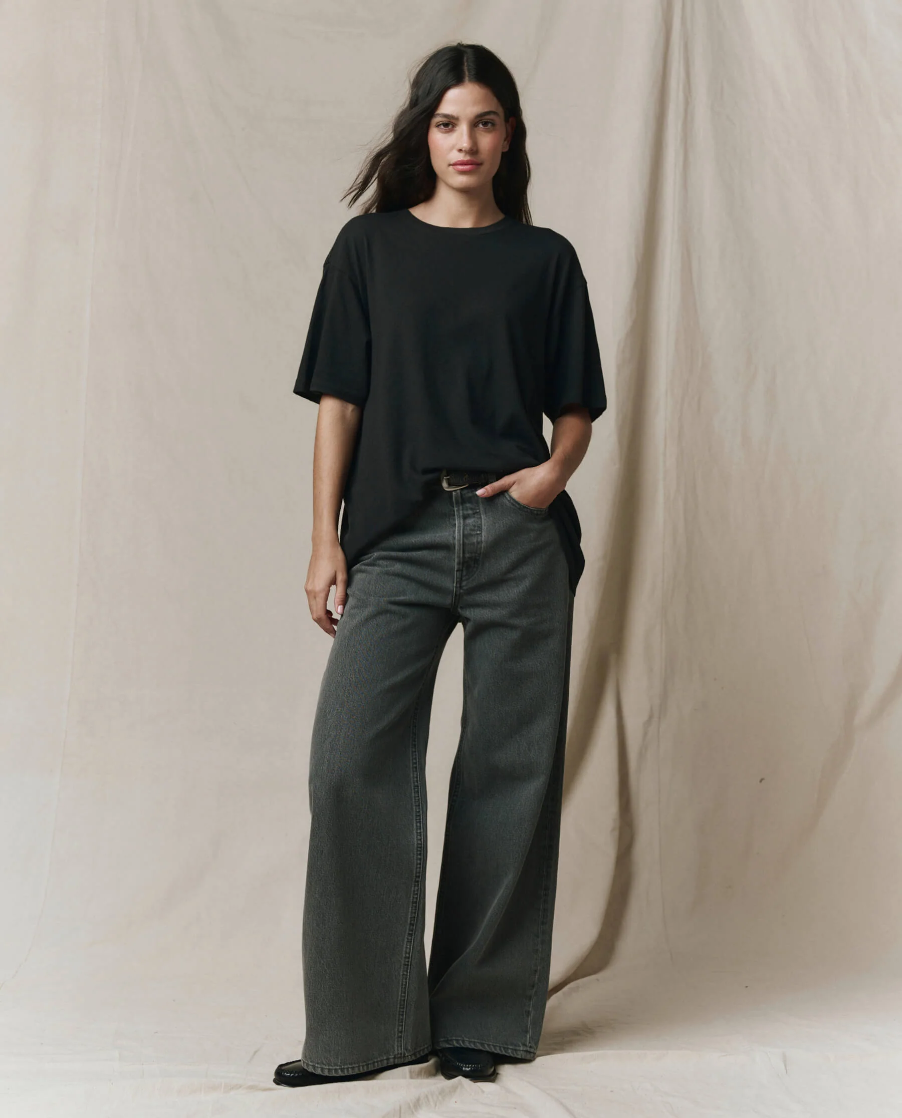 The Slouchy Crew Tee. -- Almost Black