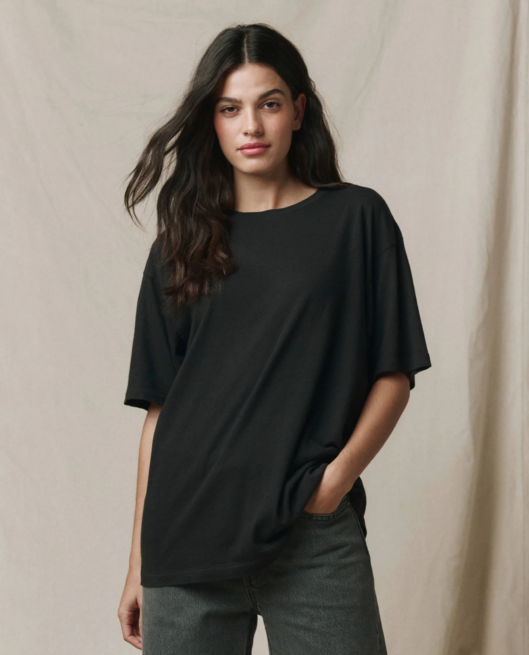 The Slouchy Crew Tee. -- Almost Black