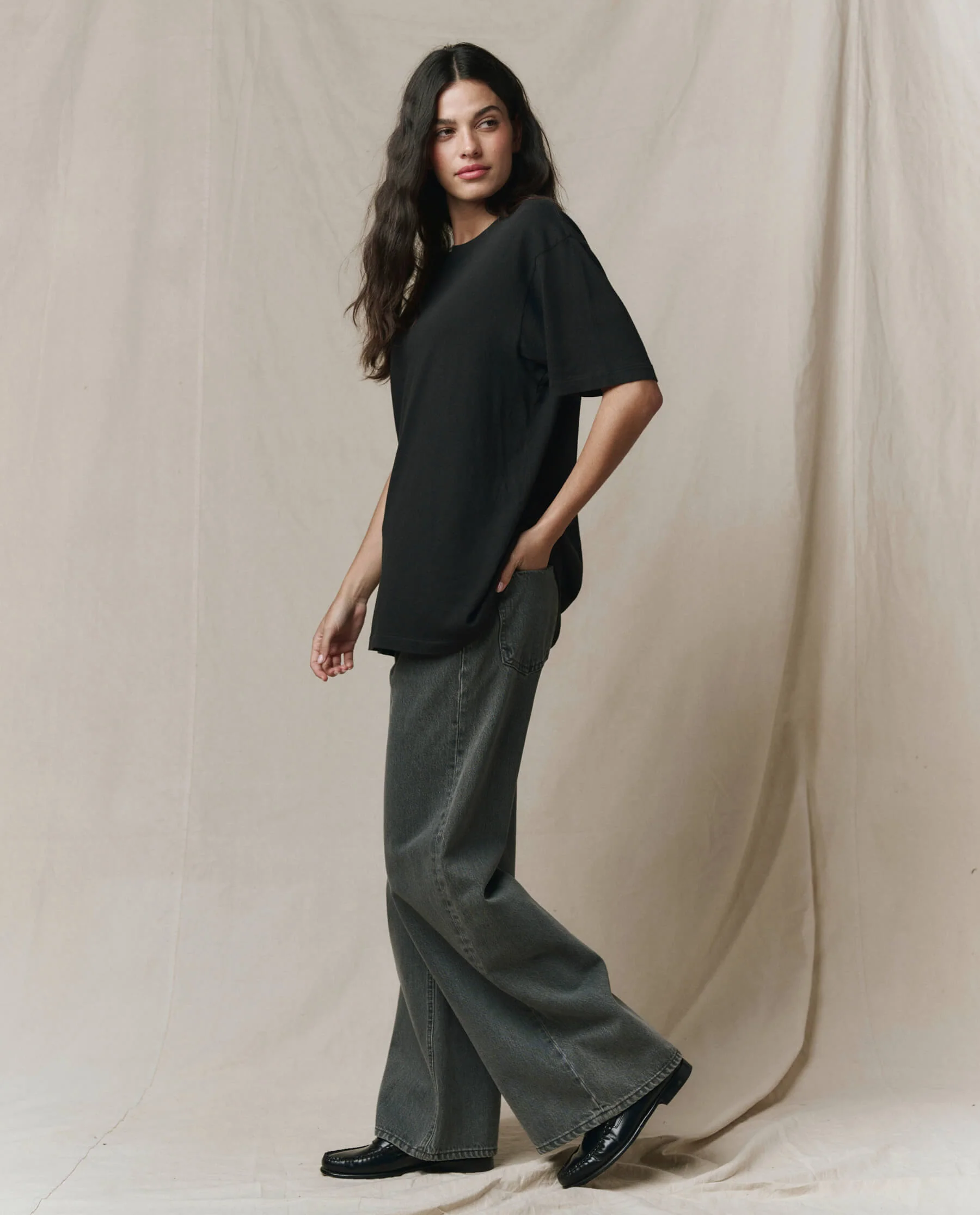 The Slouchy Crew Tee. -- Almost Black