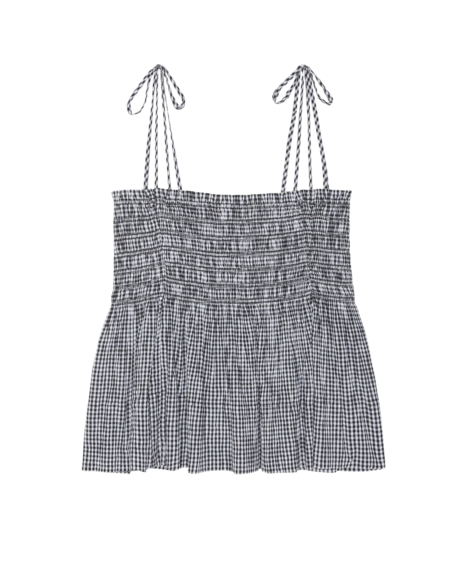 The Tide Smocked Top. -- Black And Cream Check