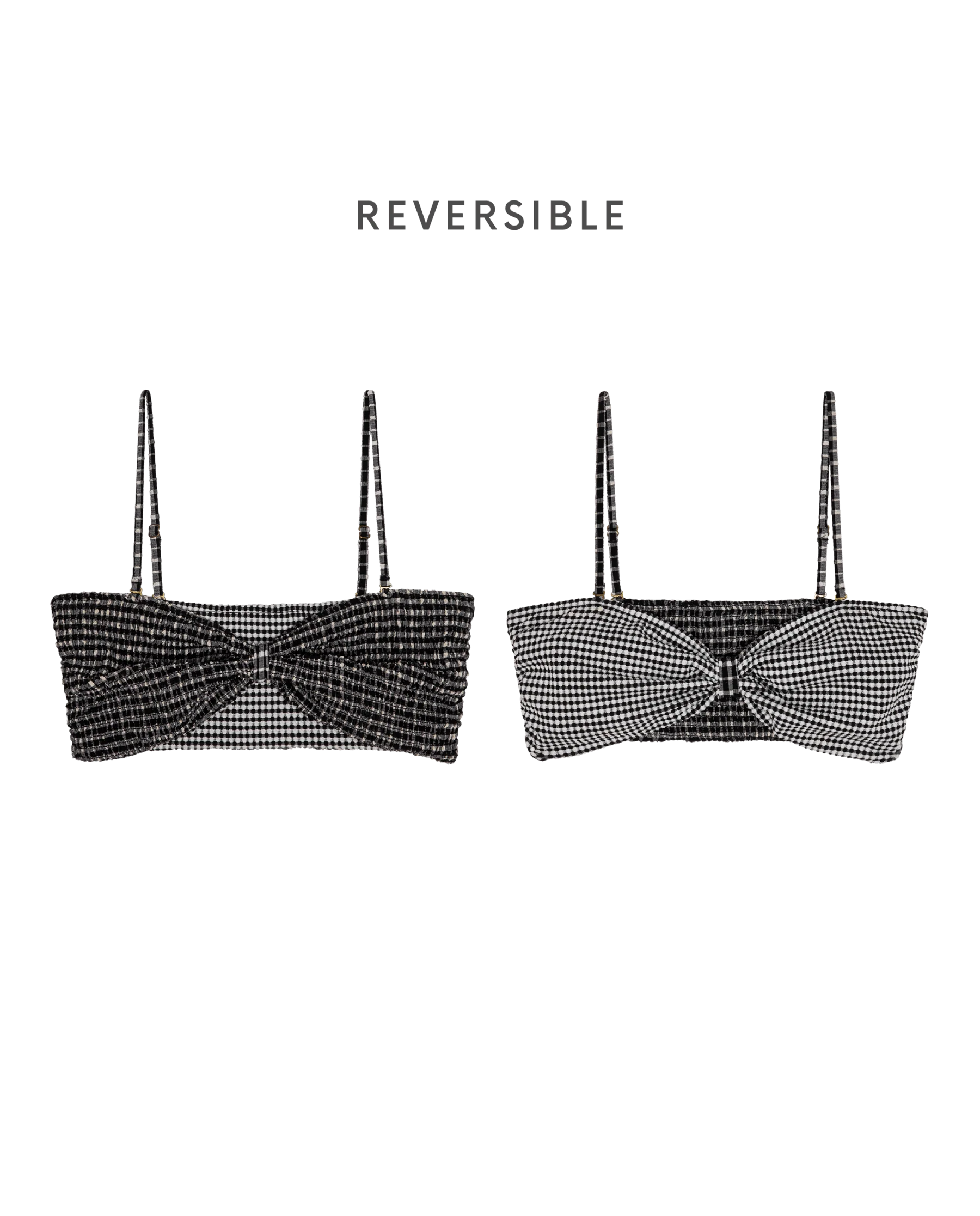 The Reversible Cinched Bandeau. -- Black And Cream Check