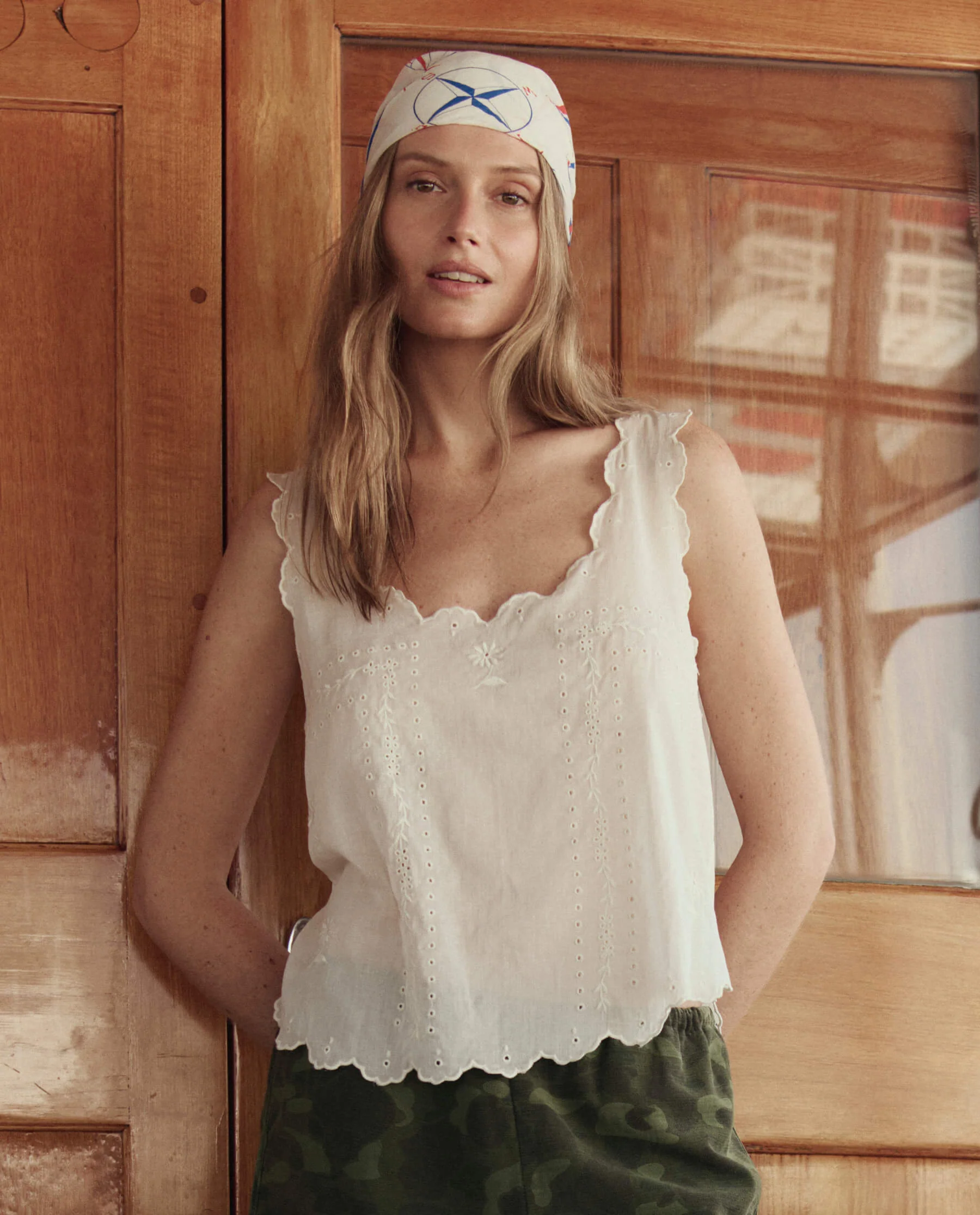 The Scalloped Eyelet Tank. -- White