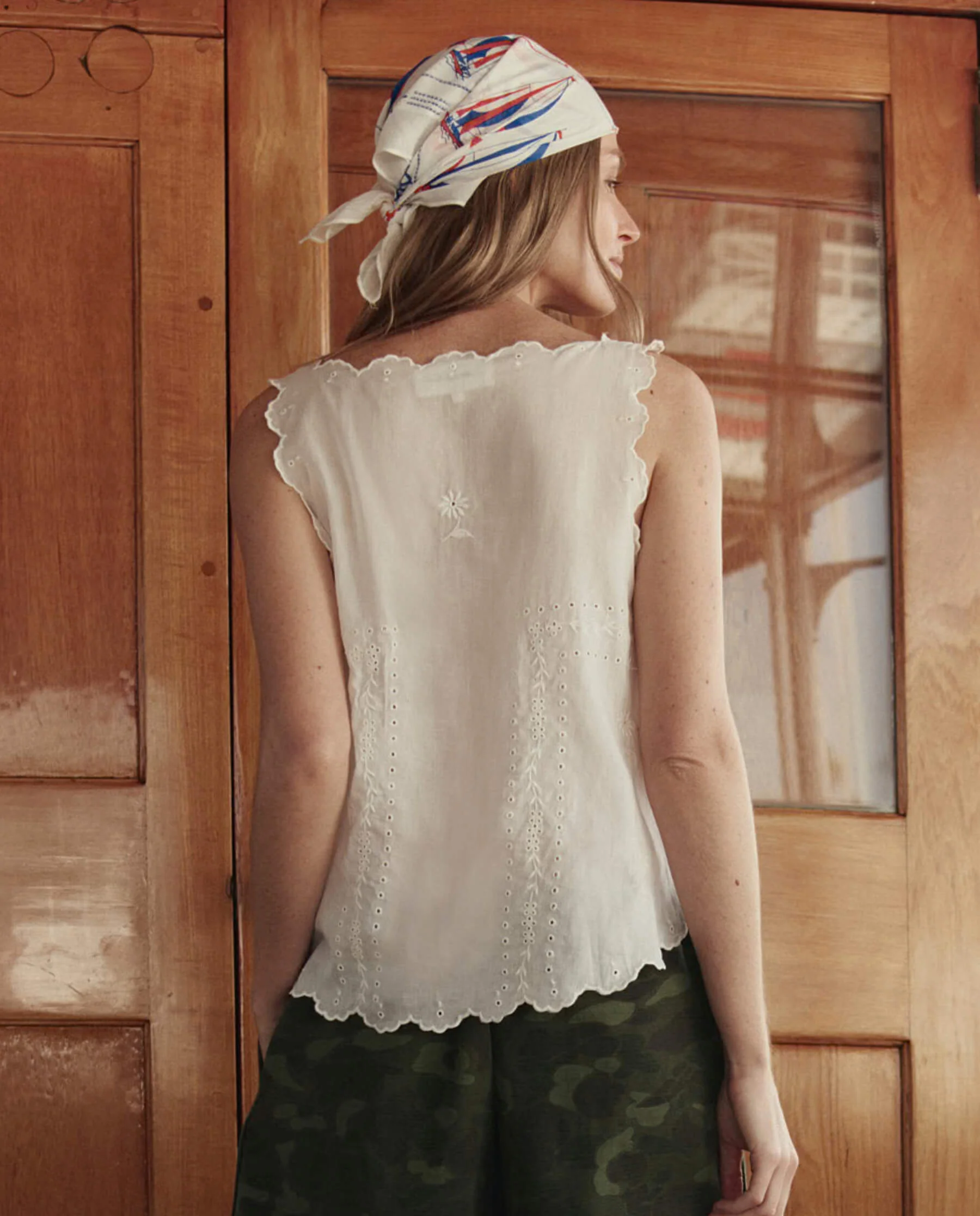 The Scalloped Eyelet Tank. -- White