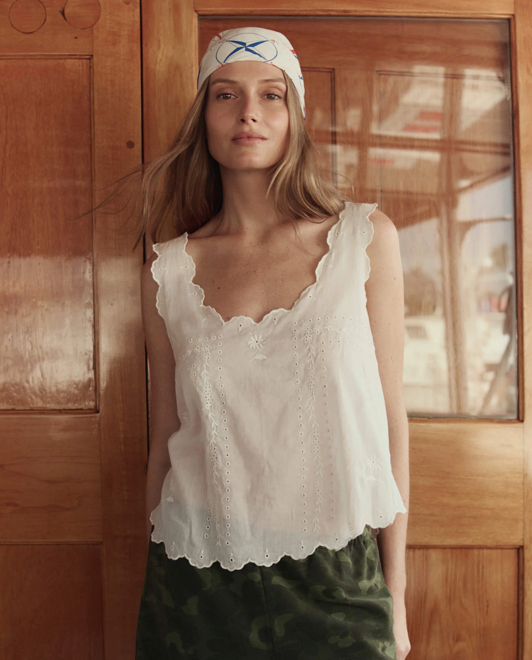 The Scalloped Eyelet Tank. -- White