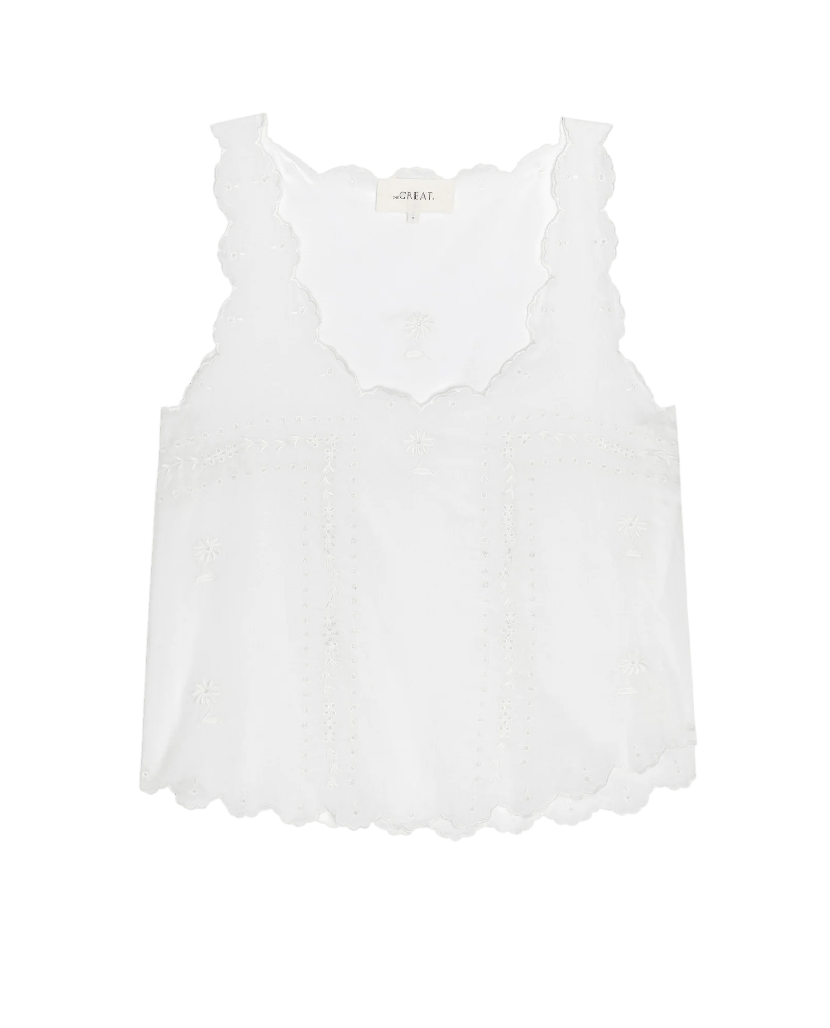 The Scalloped Eyelet Tank. -- White