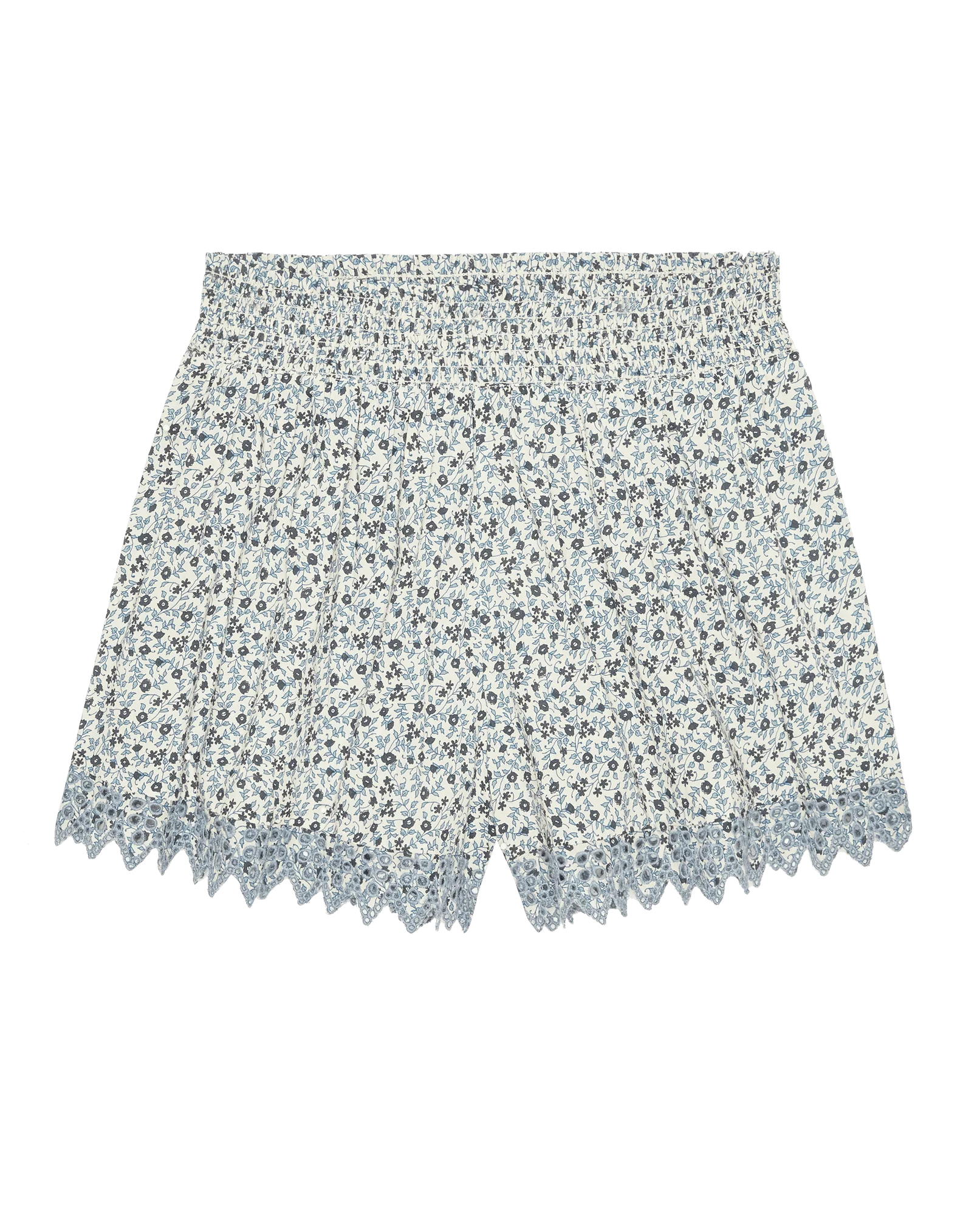 The Smocked Eyelet Short. -- Bluebell Ditsy