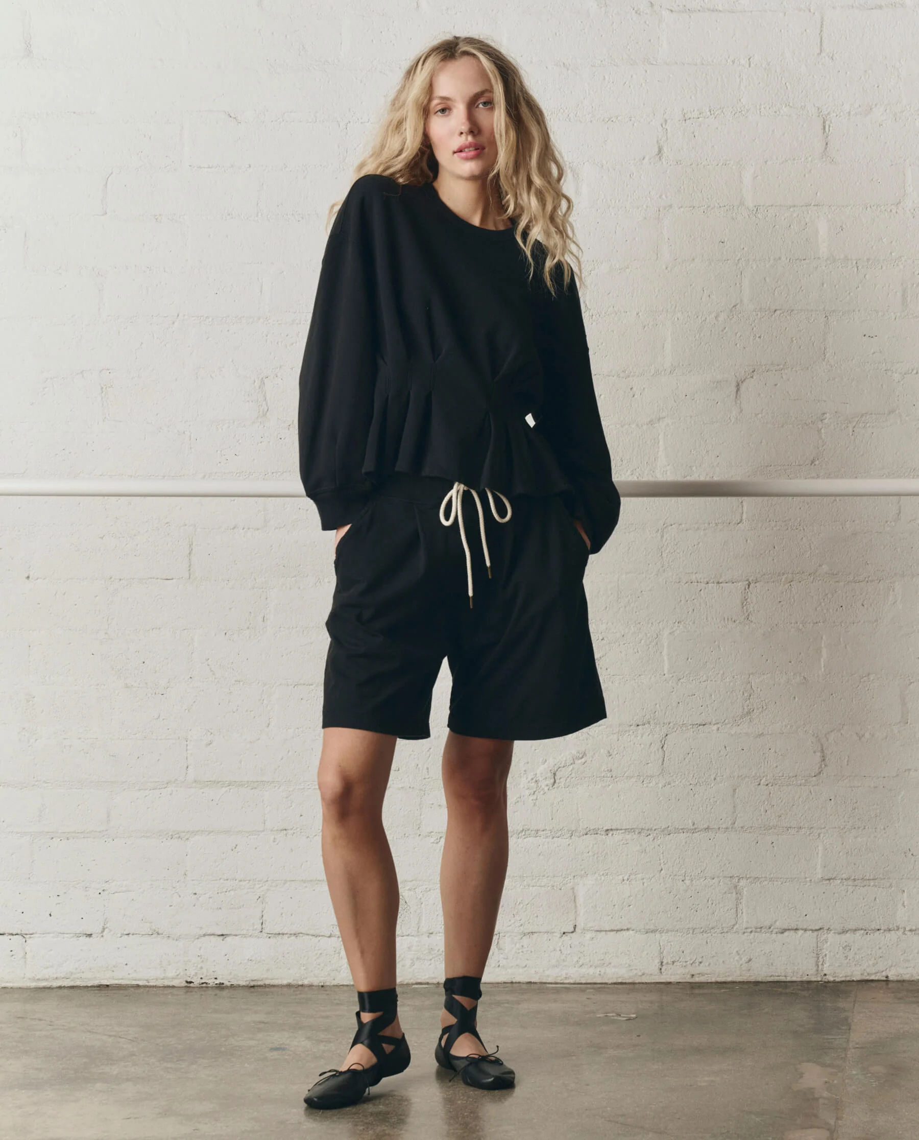 The Slouchy Corset Sweatshirt. -- True Black